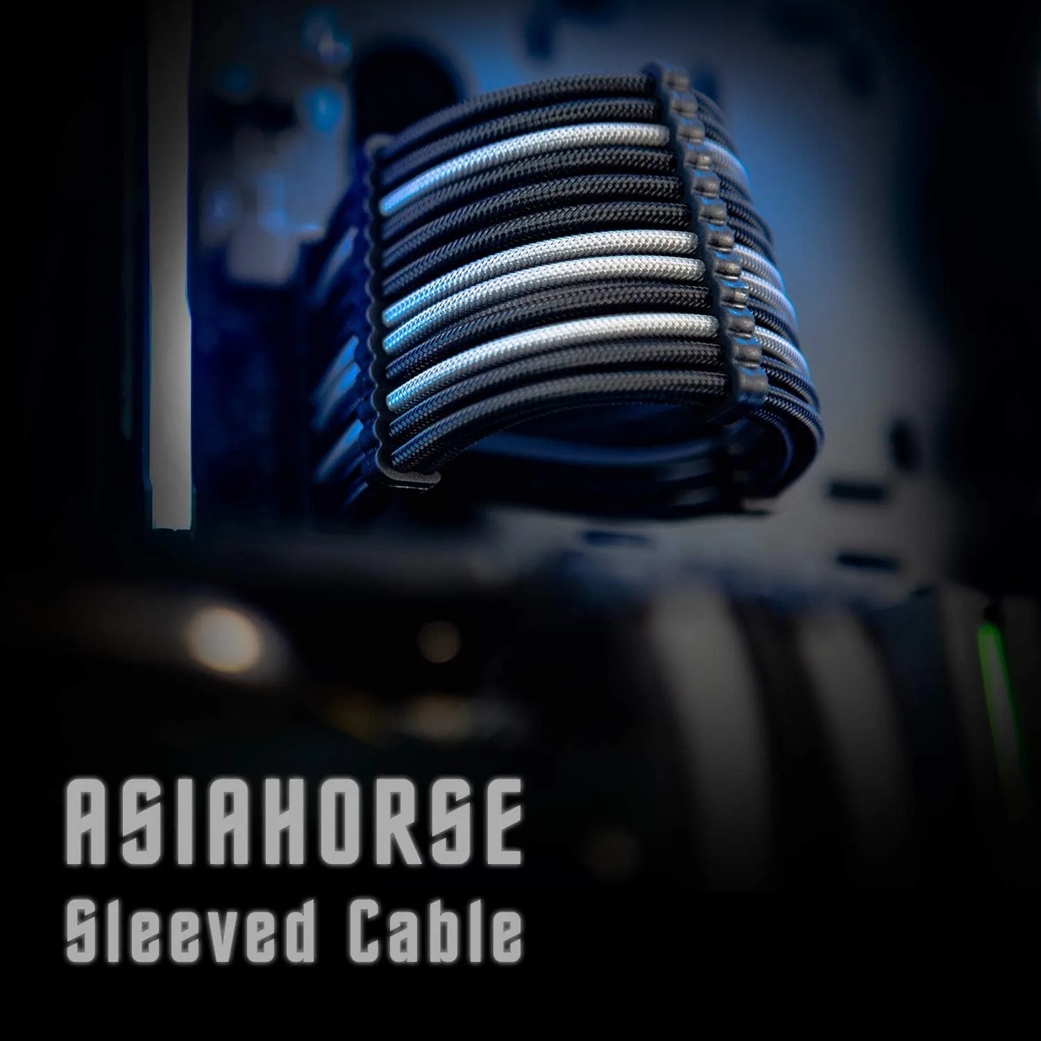 Asiahorse Power Supply Sleeved Cable for Power Supply Extension Cable Wire Kit 1x24-PIN/ 2x8-PORT (4+4) M/B,3x8-PORT (6+2) PCI-E 30cm Length with Combs(Dual EPS Black-Mix)