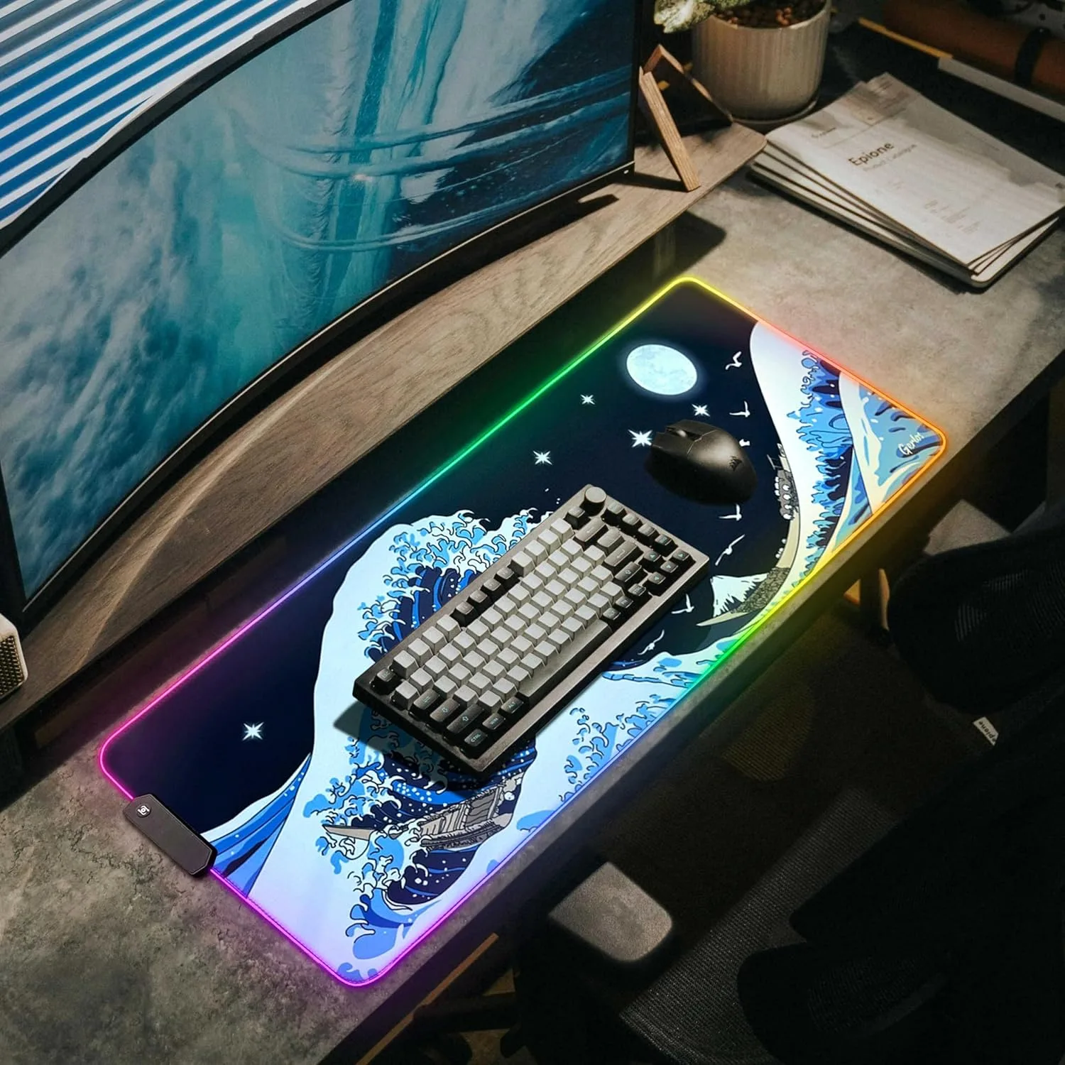Gerlos RGB Gaming Mouse Pad, Large LED Mouse Pad for Gamer, 31.5" x 11.8"