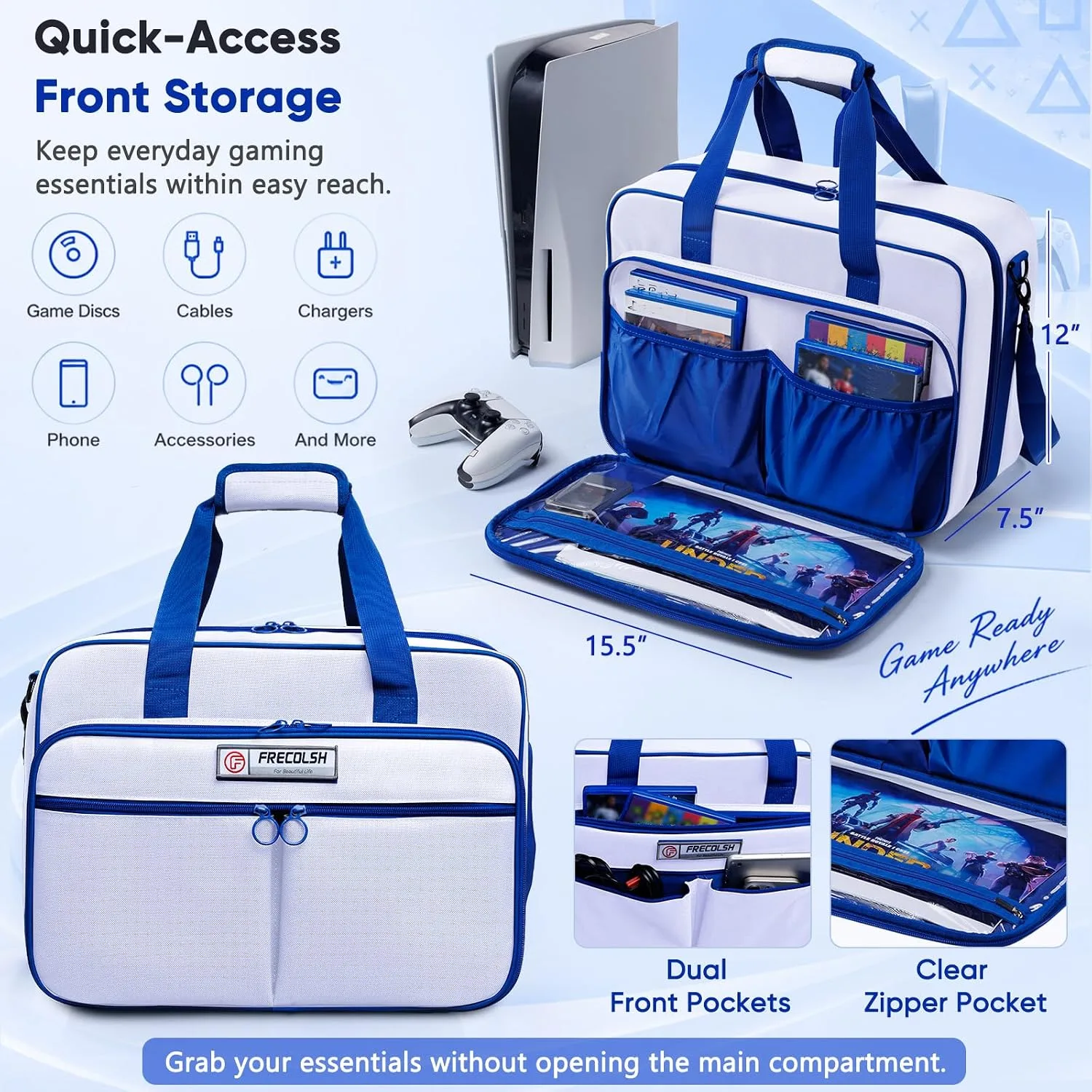 FRECOLSH Carrying Case Compatible with PS5, PS5Pro & PS5 Slim, Travel Bag
