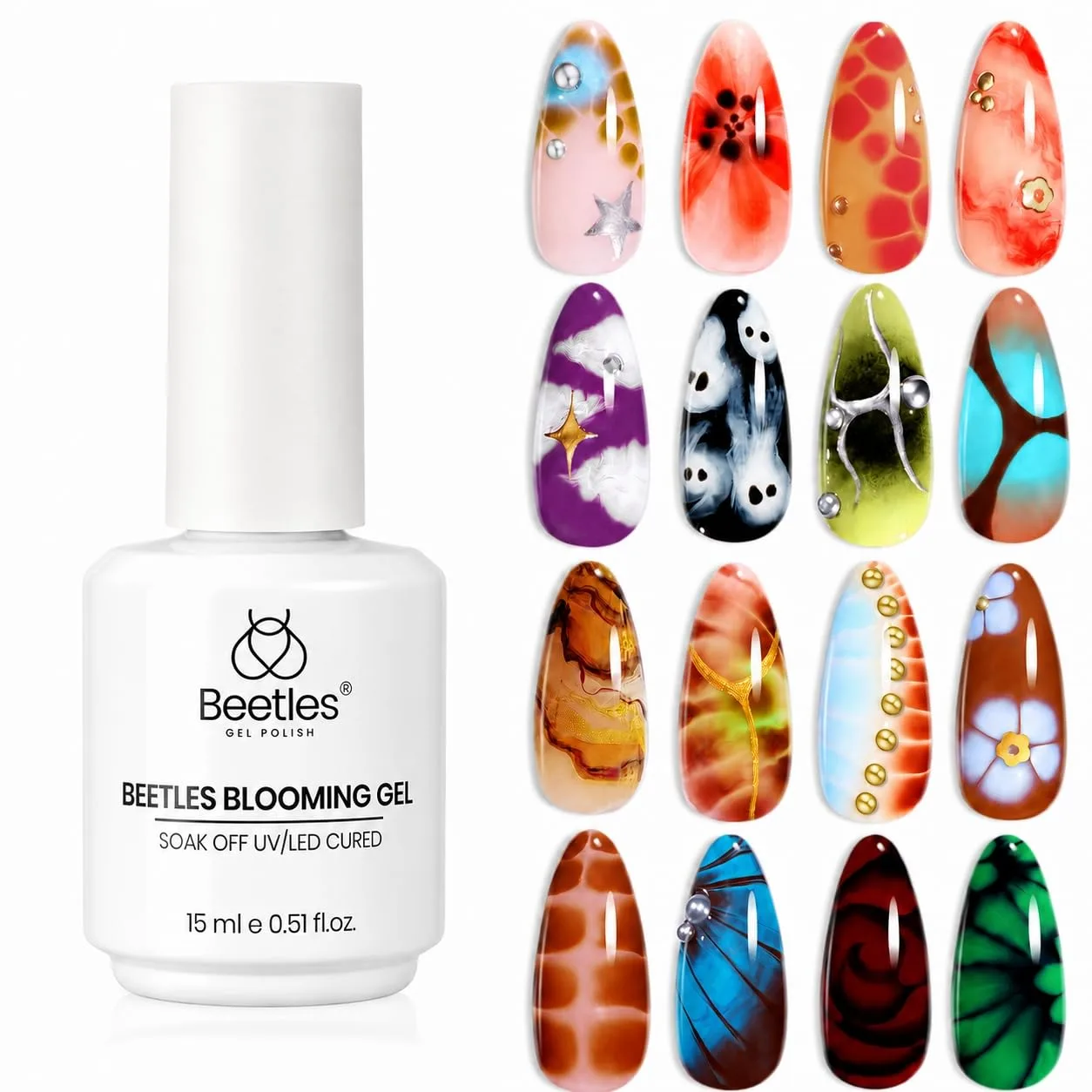 Esmalte Beetles Blooming Gel 15ml Transparente para Efecto Mármol