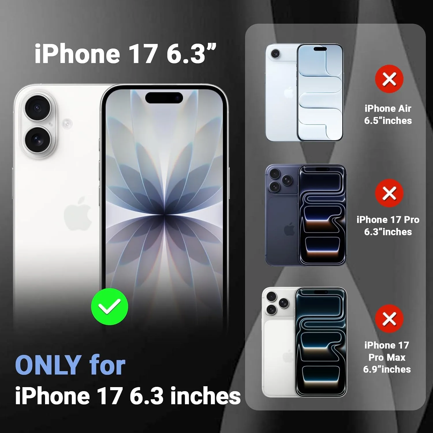 Temdan for iPhone 17 Case with Screen Protector Clear Black