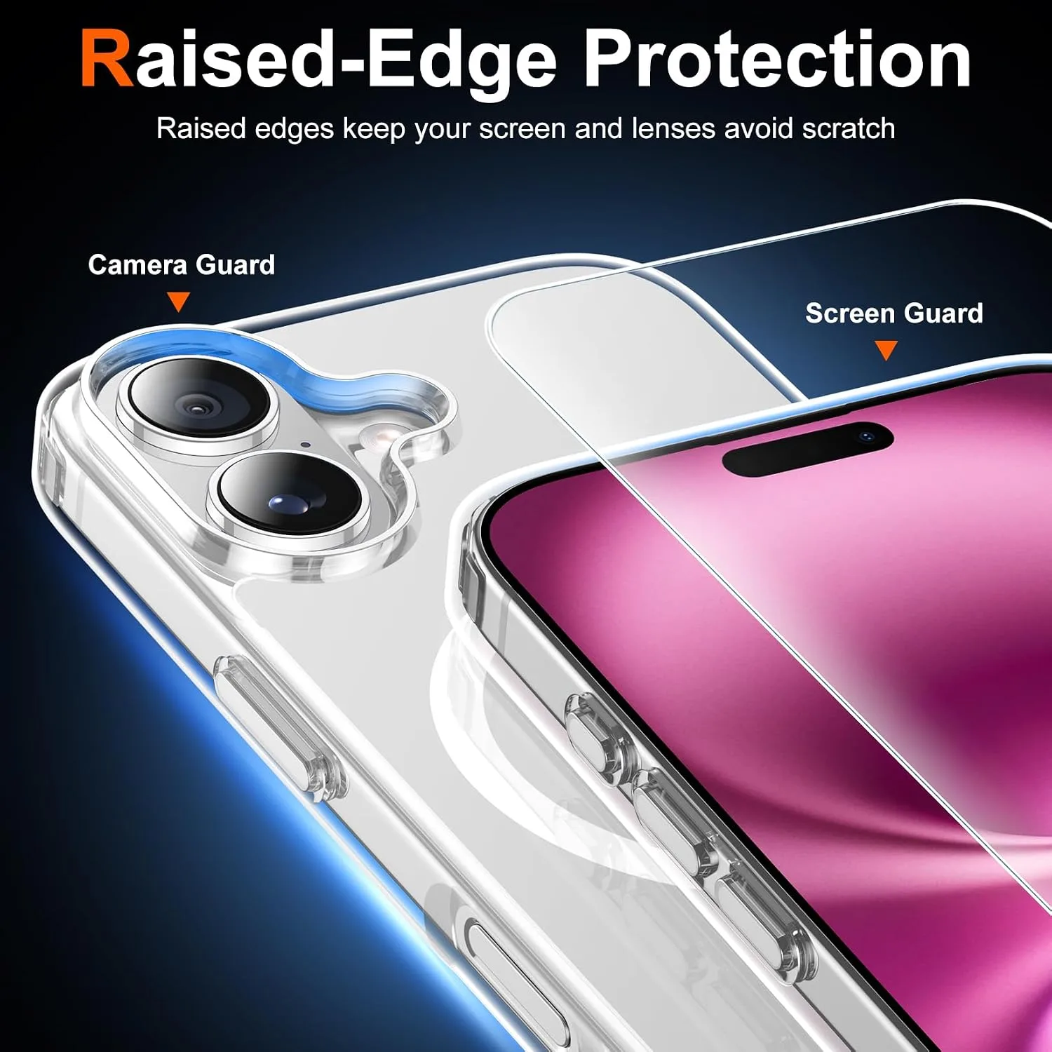 Temdan for iPhone 16 Plus Case with Screen Protector Clear