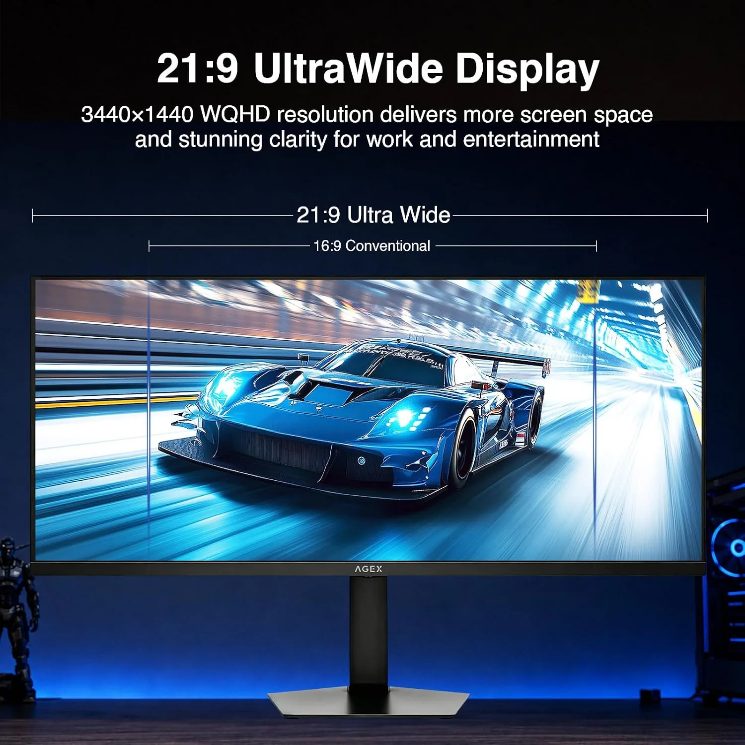34 Inch WQHD 2K Ultrawide IPS Gaming Monitor, 3440 x 1440, 180Hz