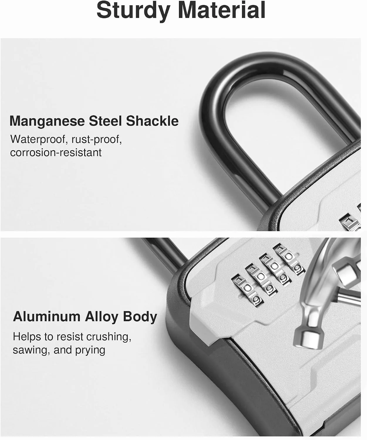 Puroma Key Lock Box for House Keys Combination Lockbox with Code, 1 Gray
