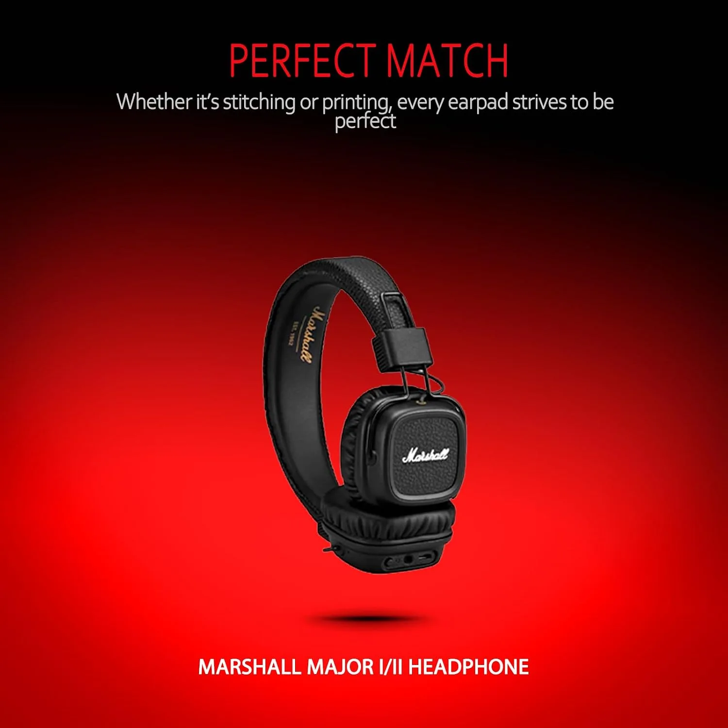 Krone Kalpasmos Replacement Earpads for Marshall Major I/II Headphones, Ear Cushion Compatible with Marshall Major 1/2 Ear Pads, Black