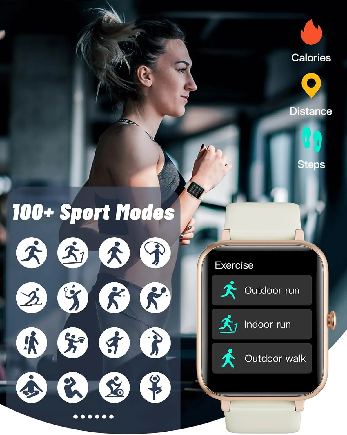 GRV Smart Watch for Men Women, Bluetooth Call, for iPhone Android Milky