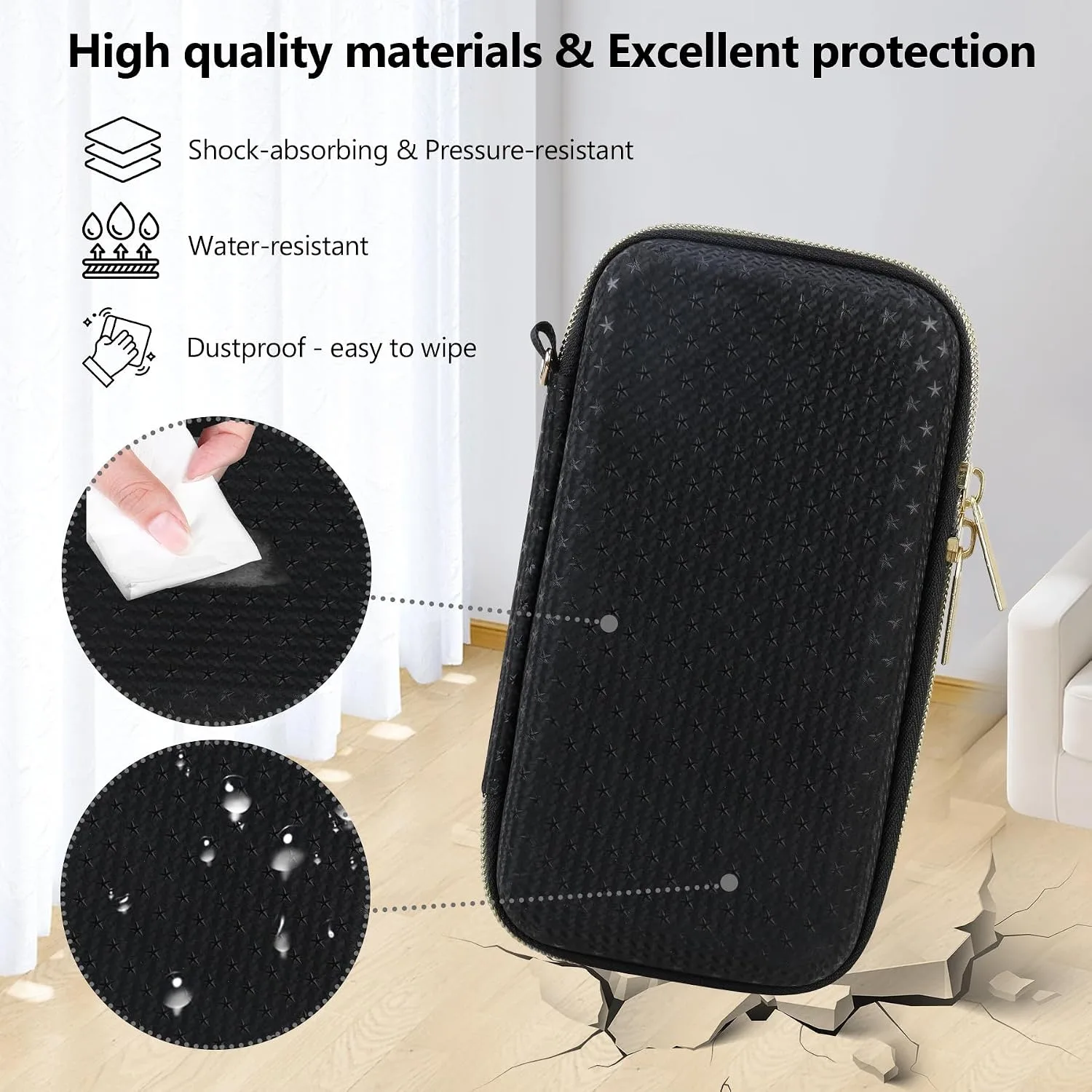 Supmay Hard Carrying Case Compatible with Nintendo DS Lite NDSL, Gameboy Advance Games Storage Holder Travel Bag with Mesh Pocket for USB Charging Cable, Stylus, Earphones, Game Cartridge, Black