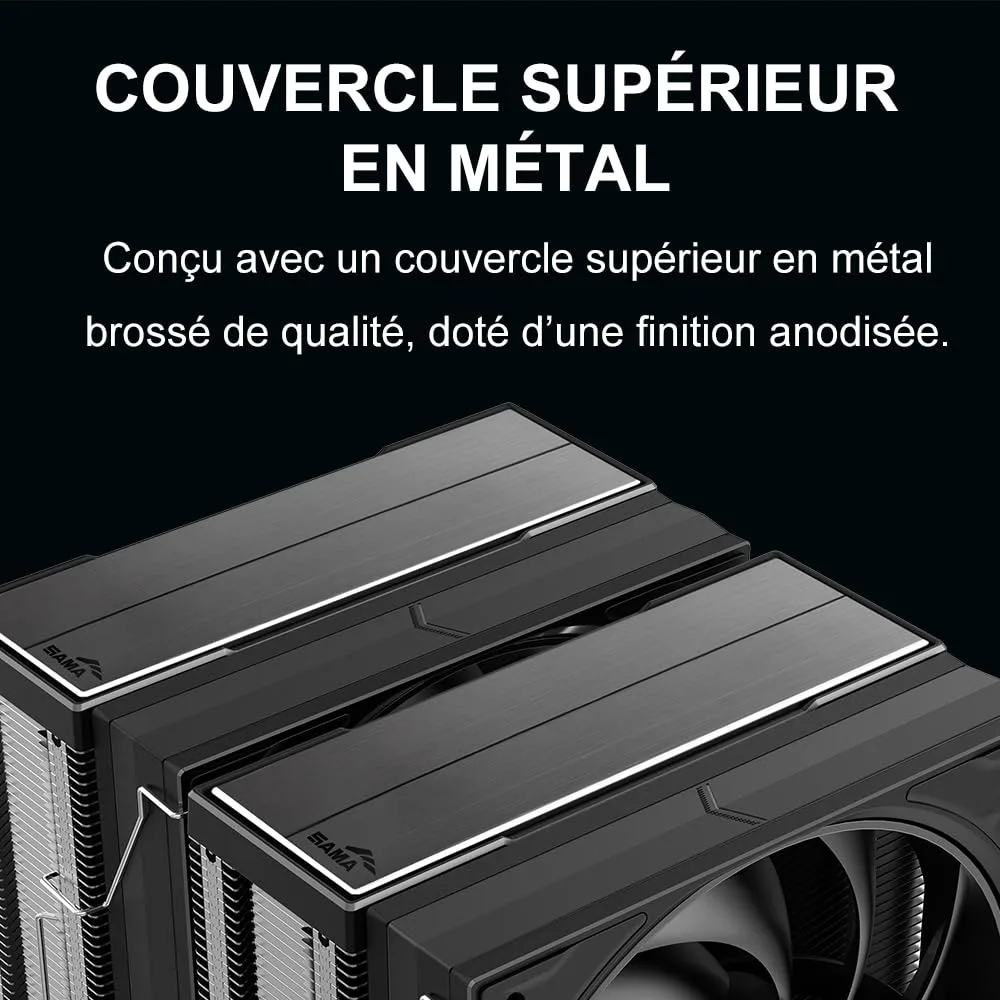 SAMA A60E Dual Tower CPU Air Cooler, 265W TDP 6 Heat Pipes PC Cooler Silver