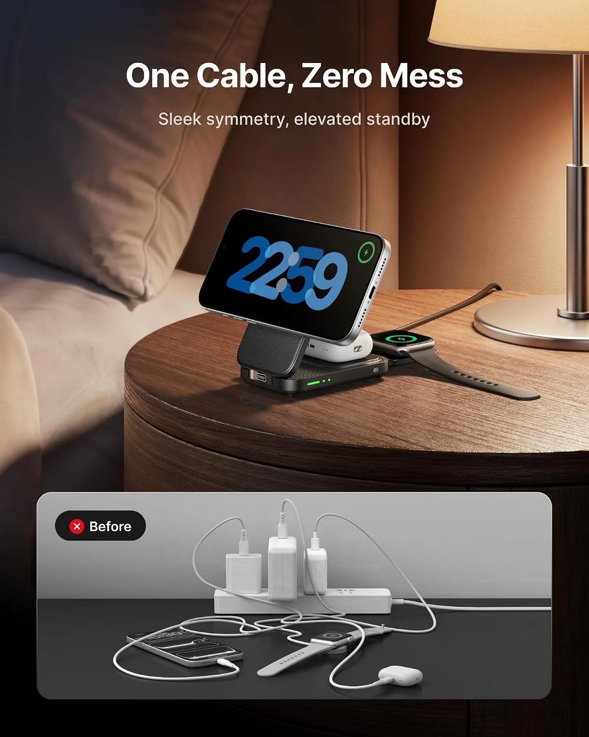 INIU 3 in 1 Foldable Wireless Charging Station, 15W Fast Mag-Safe Charger