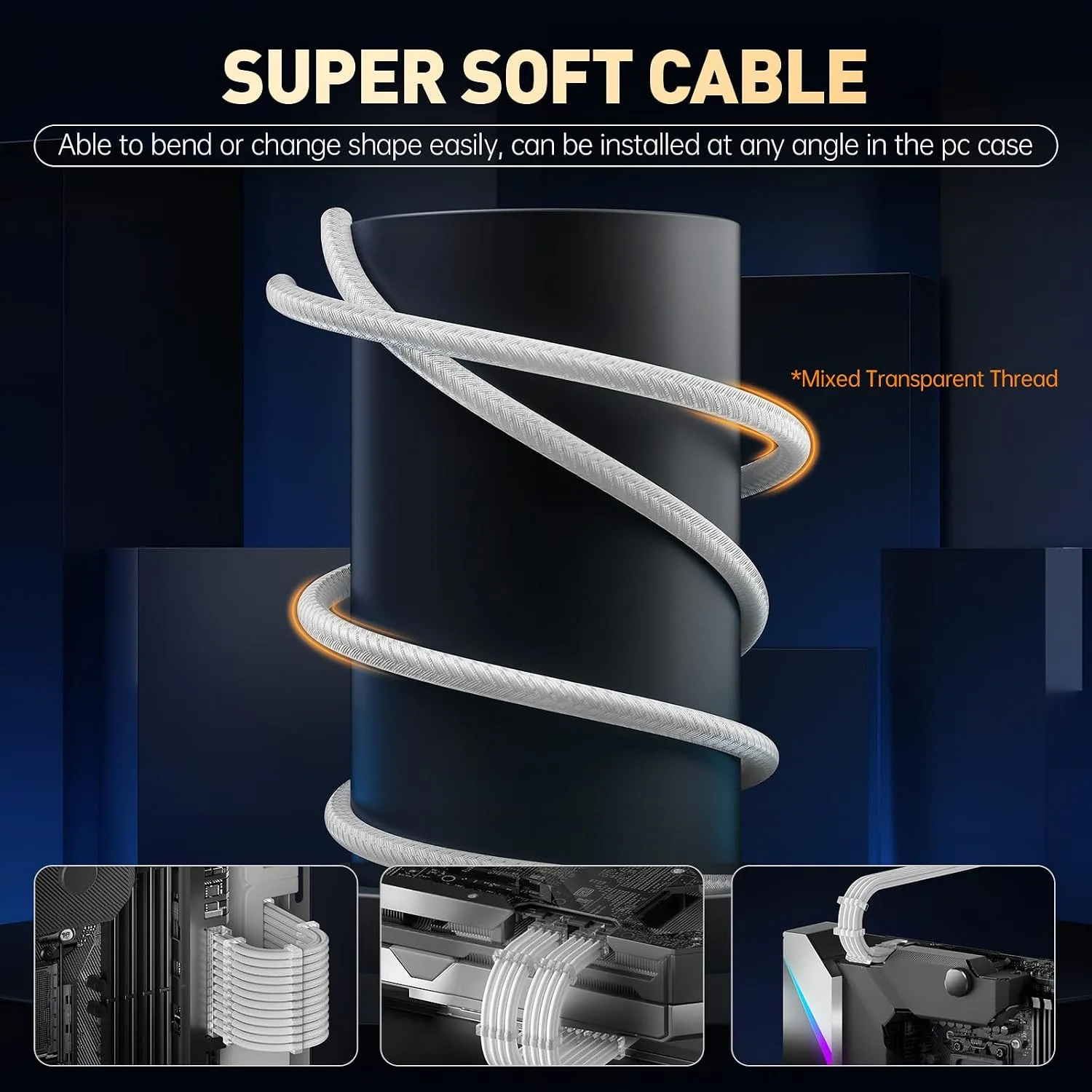 AsiaHorse 16AWG PSU Cable Extension Kit, Sleeved Custom Mod GPU PC Audio Video Power Supply Soft Braided Cables with Comb Kit, 24P/8P to 6+2P/ 8P to 4+4P 30CM