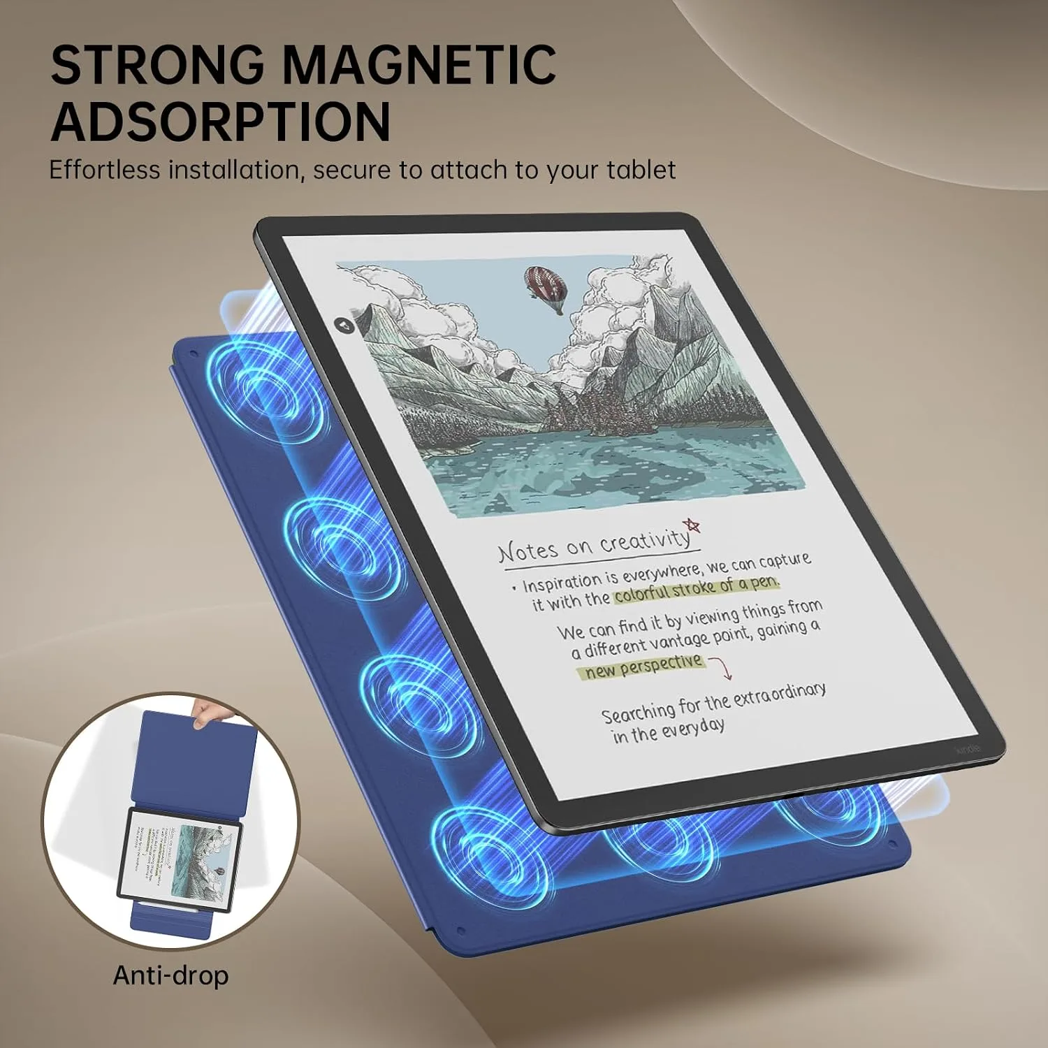 MoKo Magnetic Case for 11" Kindle Scribe 3rd & Colorsoft 1st,Blue Sky