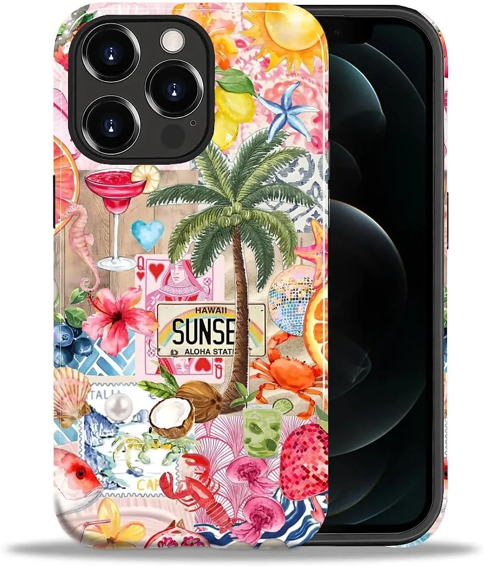 DAIZAG Case for iPhone 12 Pro Max,Mixed 2 Layer Design Shockproof Soft TPU Ddouble Protection Phone Case for iPhone 12 Pro Max-Aesthetic Summer Beach