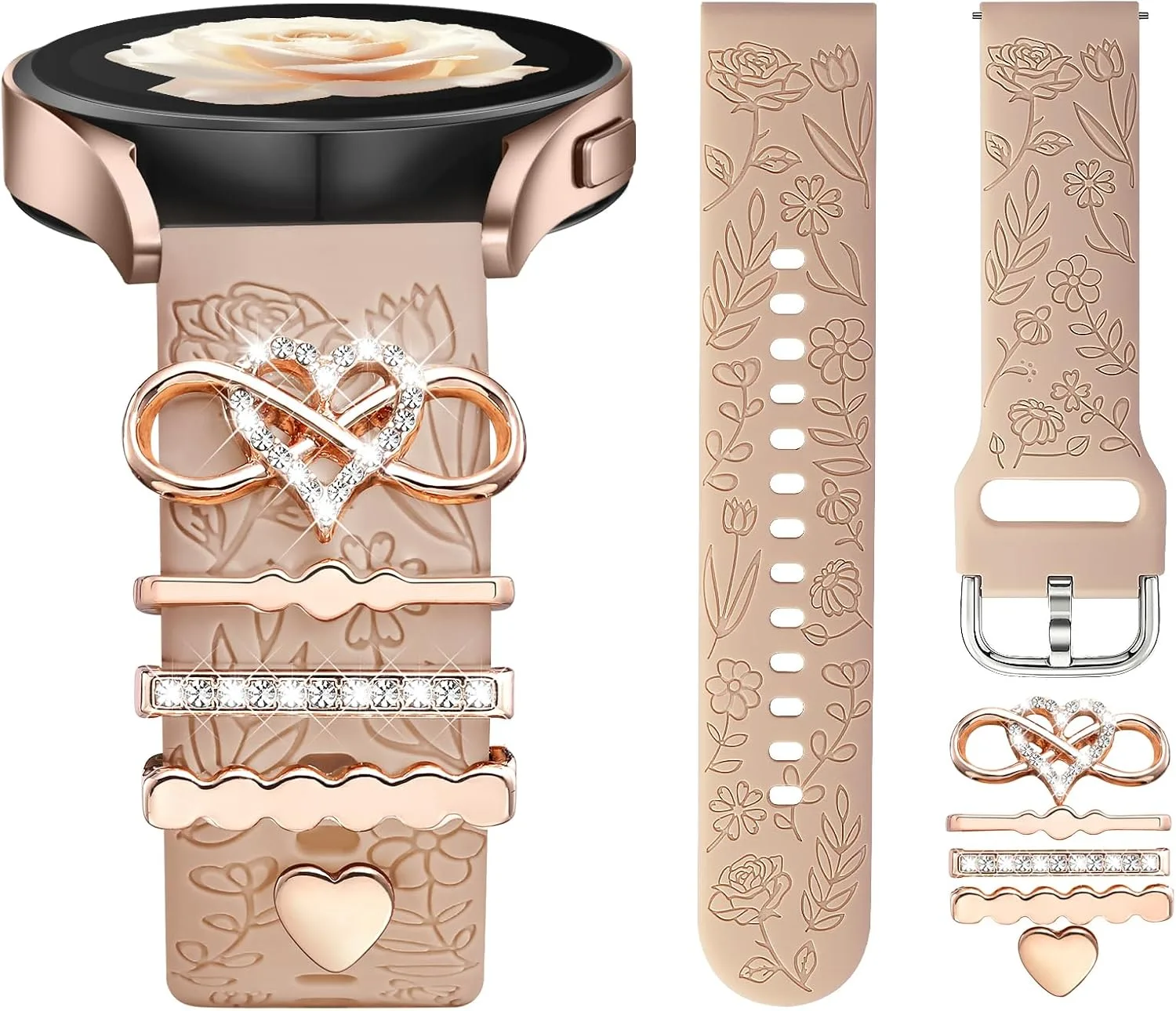 DaQin Flower Engraved Band Compatible with Samsung Galaxy Watch 7 Bands