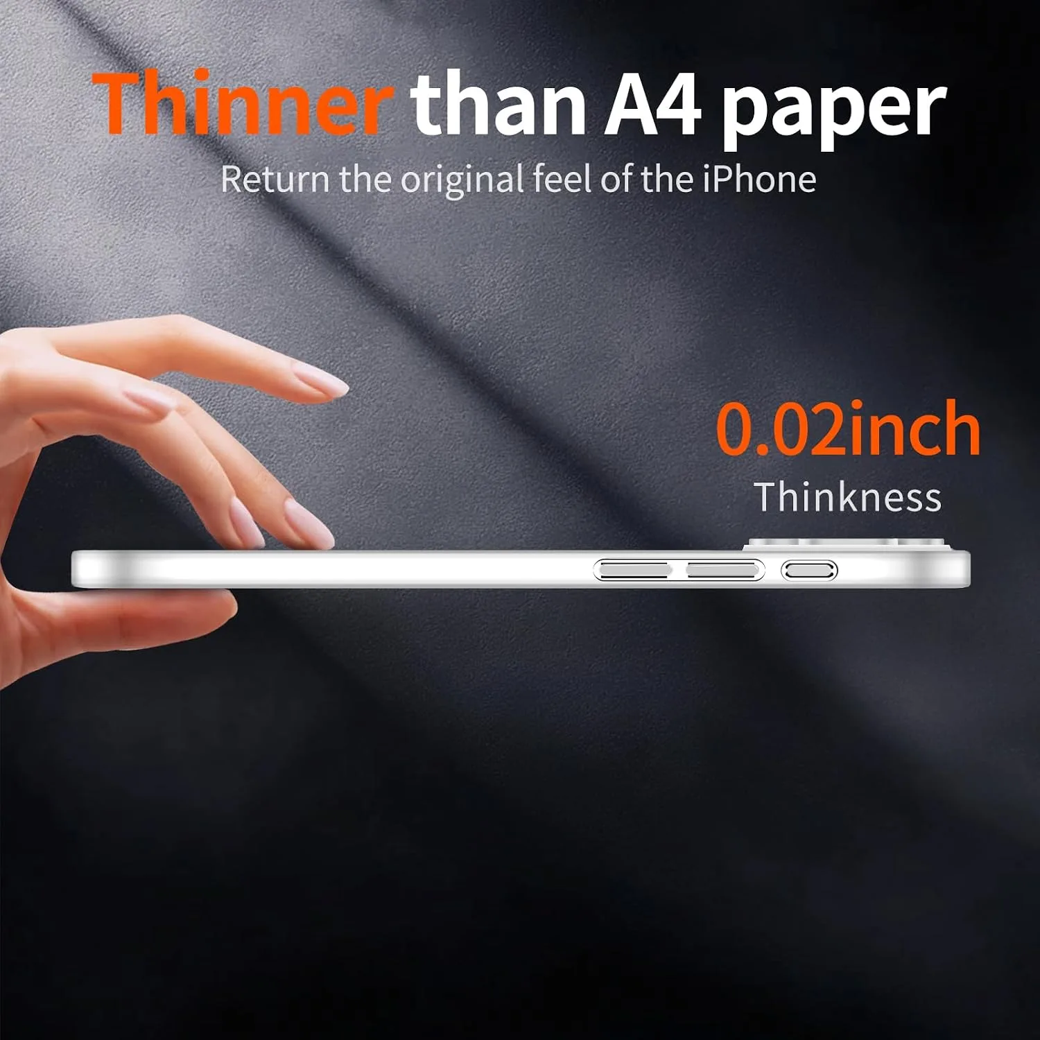 for iPhone 18 Pro Slim Case,Paper-Thin Transparent Finish Skin Back Case [Non Yellowing] Ultra Protective Cover with Camera Protection 6.3 Inch (White)