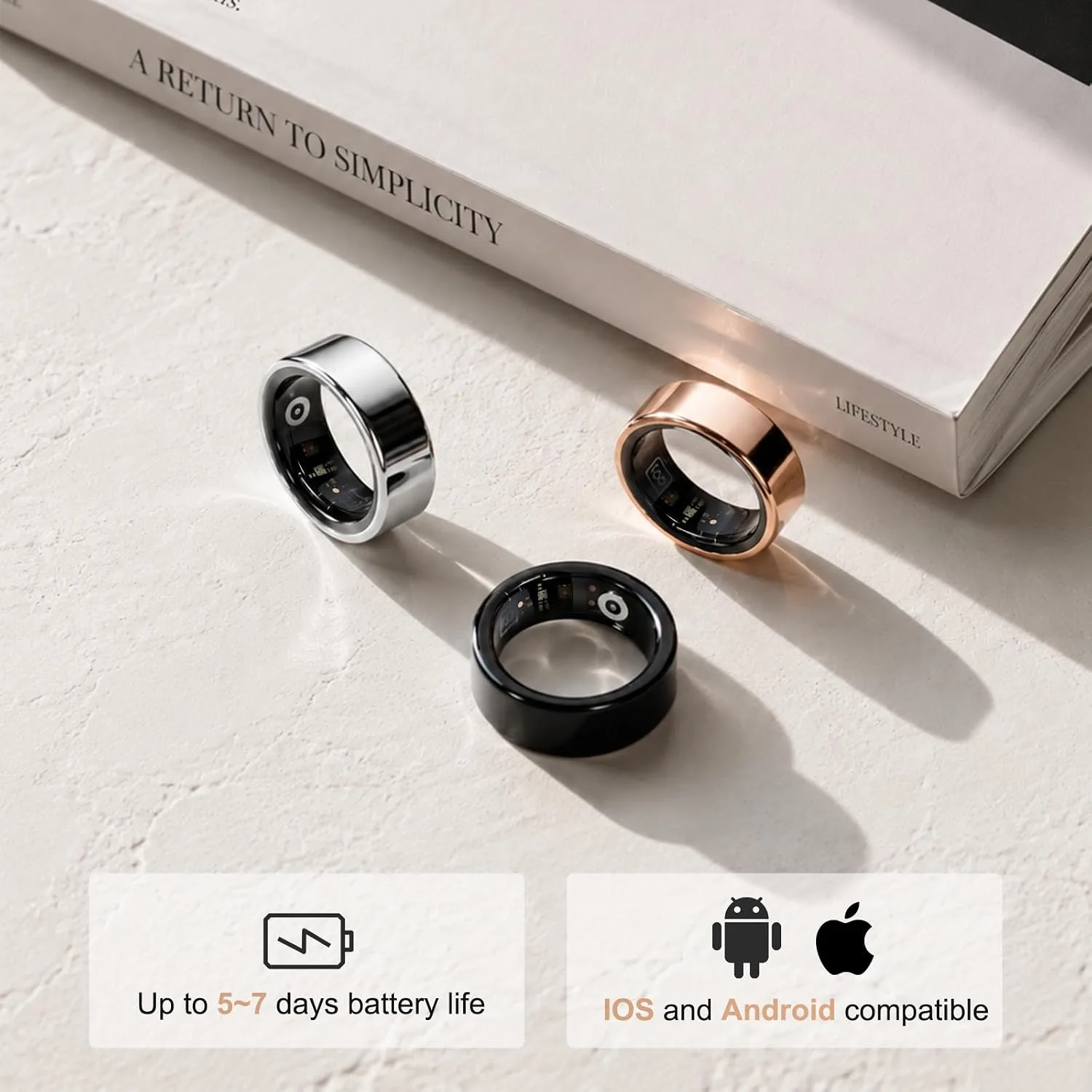 Smart Ring for Women Fitness Ring Health Ring, No Subscriptio Black 9#