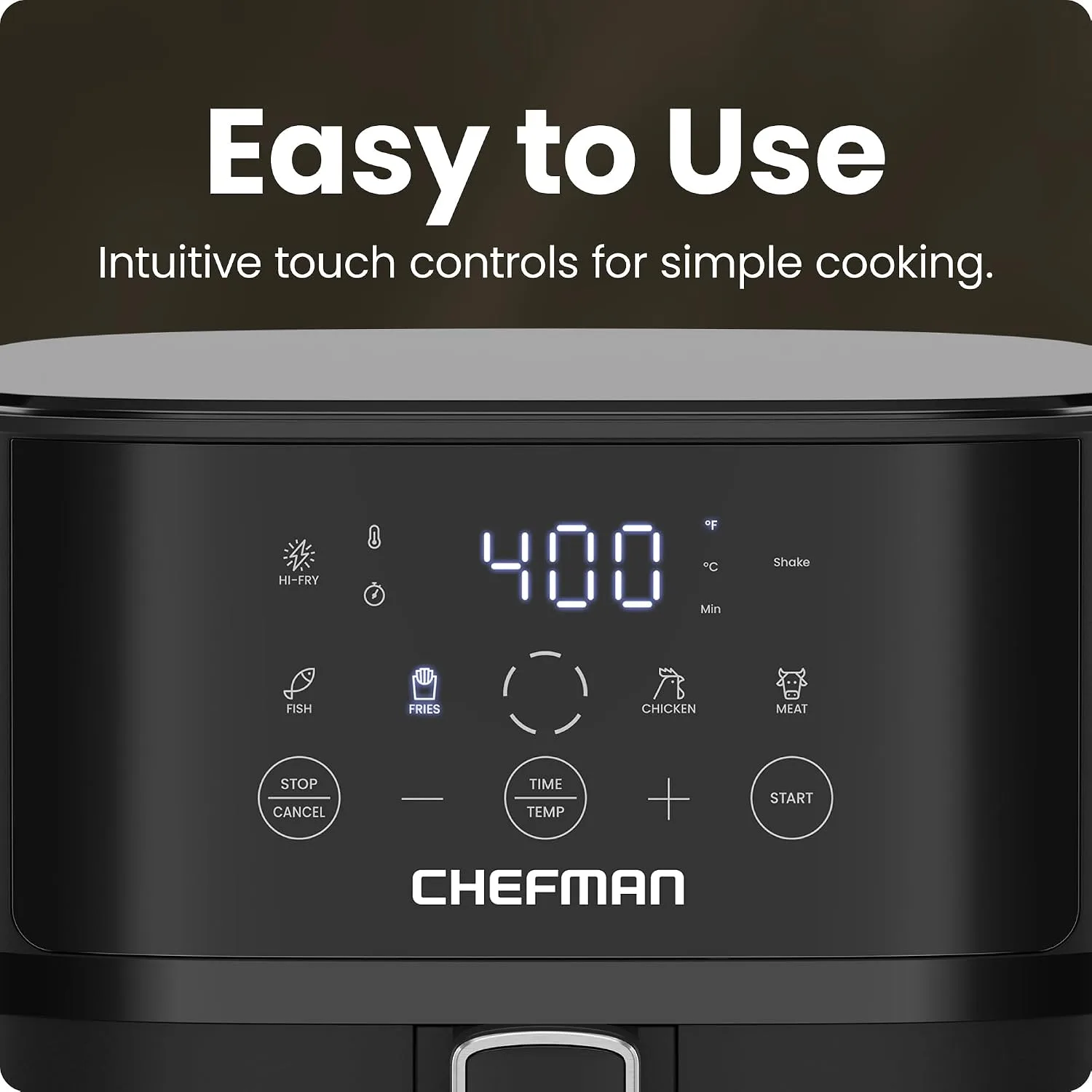 Chefman Air Fryer – 6 QT Compact Airfryer for Quick & Easy Meals in Minutes, Features Hi-Fry Technology for Extra Crisp, Touchscreen Controls with 4 Presets, Nonstick & Dishwasher Safe Basket - Black