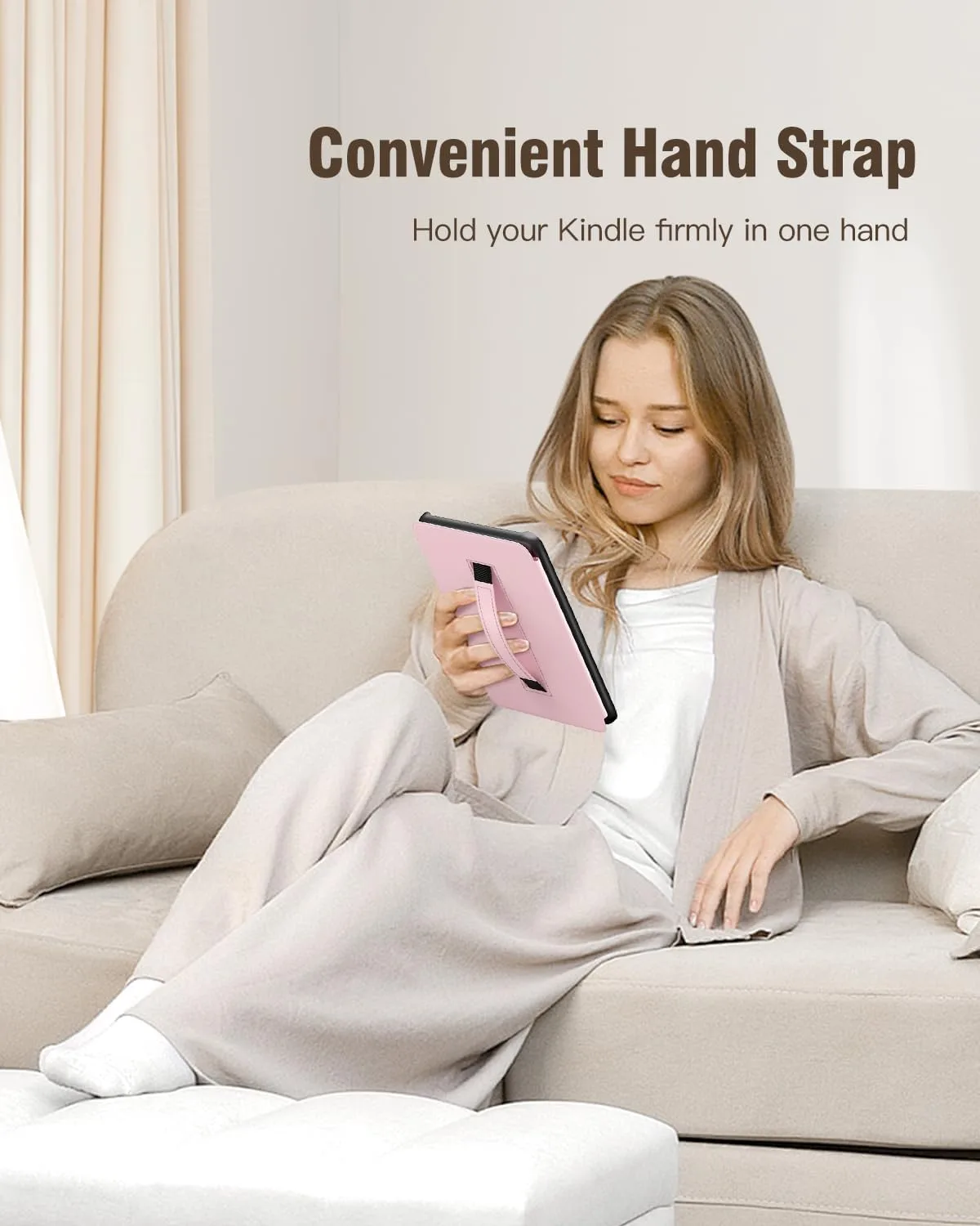 MoKo Case for 7" Kindle Paperwhite 12th Gen 2024, Light Pink Gold Marble