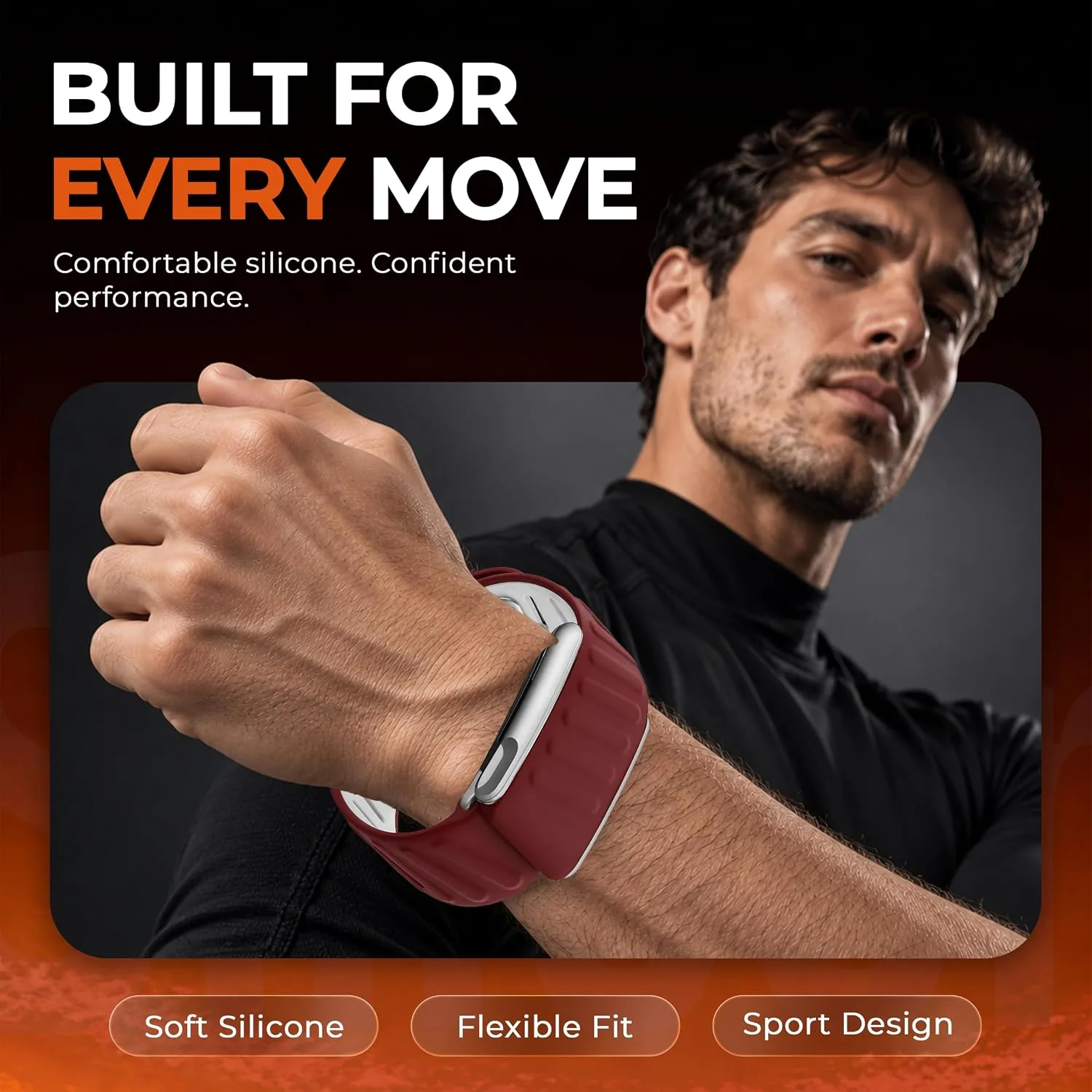 DADO Silicone Sport Replacement Band Compatible with WHOOP 5.0, One, Peak, and Life Fitness Tracker – Breathable, Durable & Comfortable | Not for Whoop Gen 4