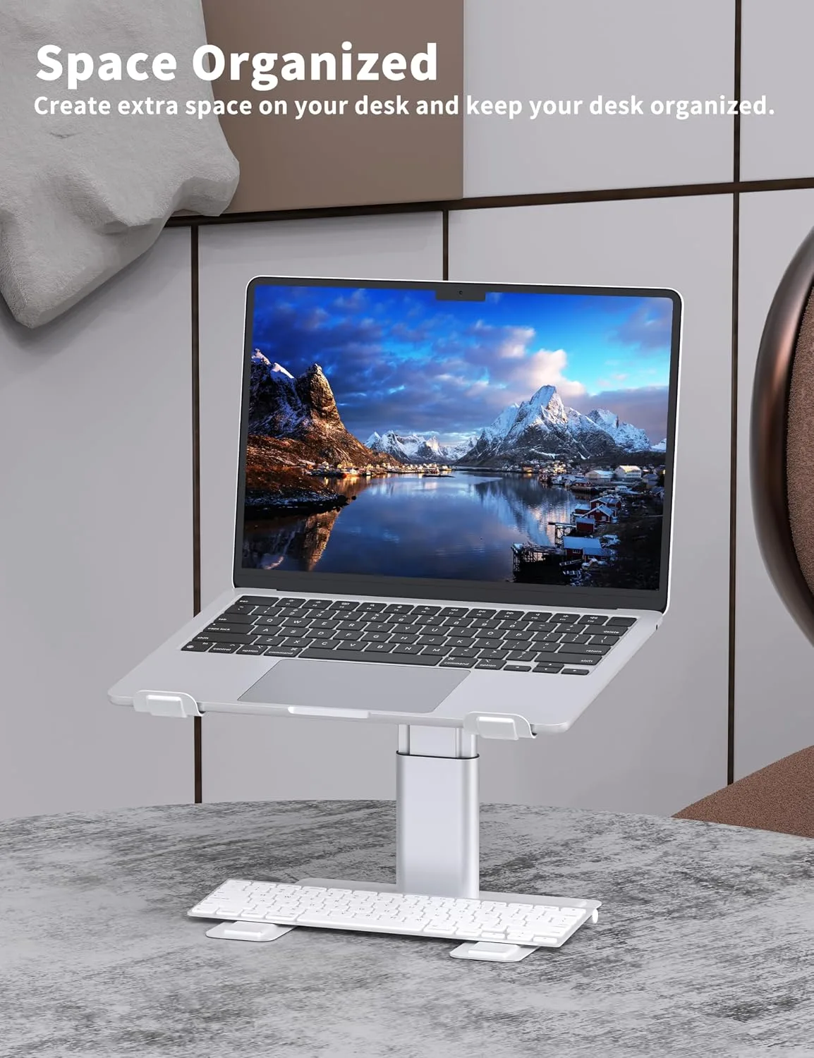 ALASHI Laptop Stand, Height Adjustable Desk Riser, 10-17.3", Silver