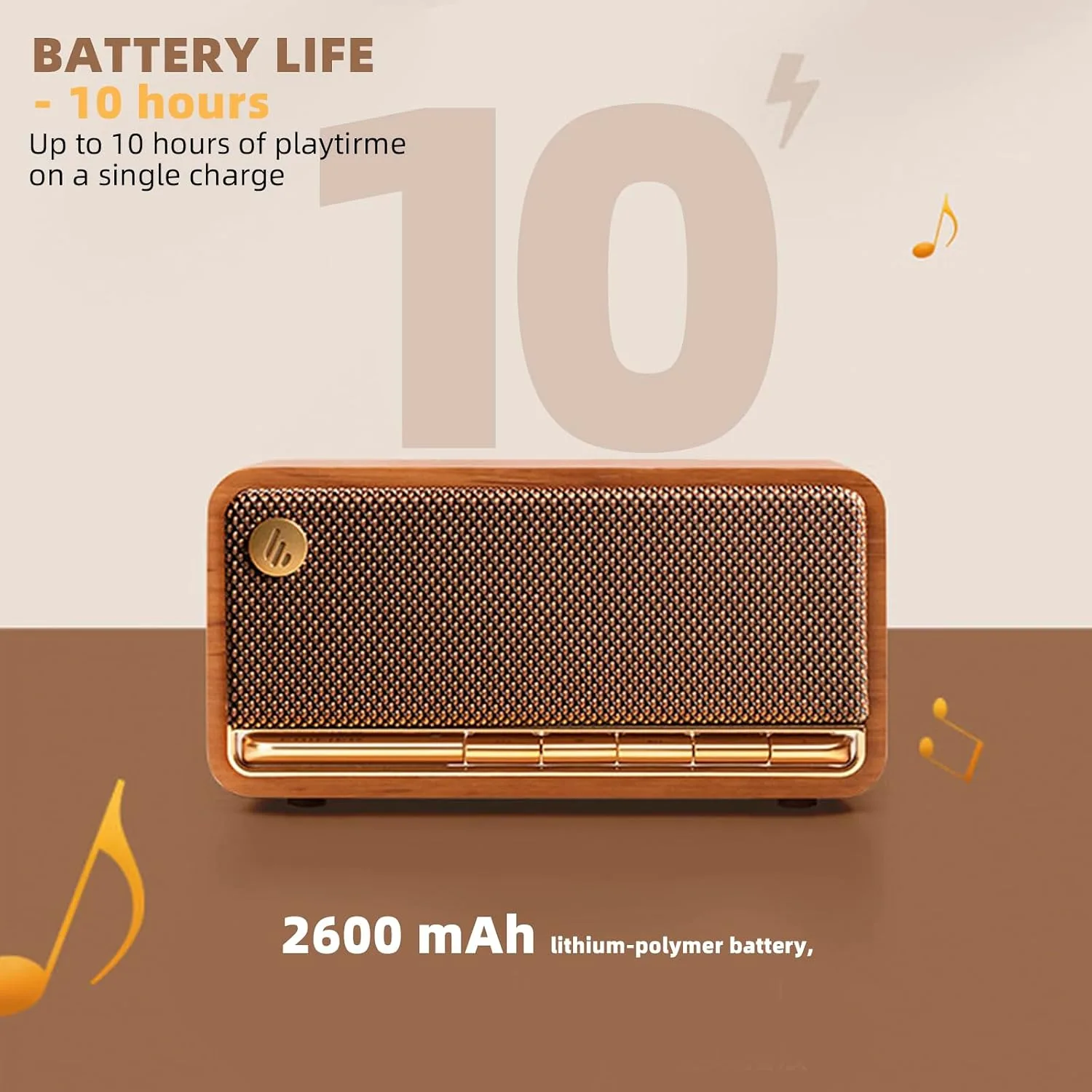 Edifier Retro Wood Bluetooth Speaker,Wireless Portable Speakers with 20W Stereo Sound,Vintage Decor Speaker with AUX,USB Soundcard,Micro SD Brown