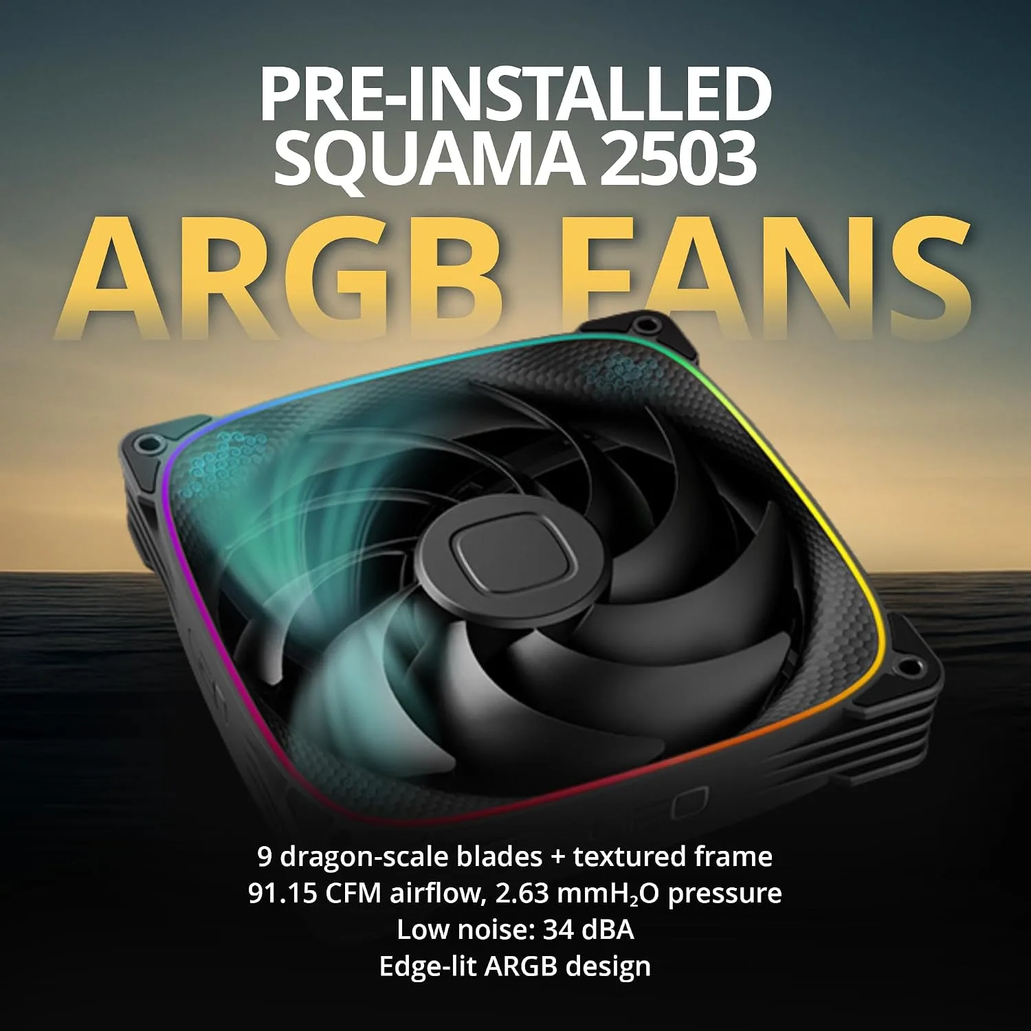 Geometric Future Eskimo Pro - 420mm AIO CPU Liquid Water Cooler- RGB PWM Squama 2503B 140mm Fan x 3- Fit Intel® LGA 1700, AMD®AM5 - Black- (GEO-EP-42B)