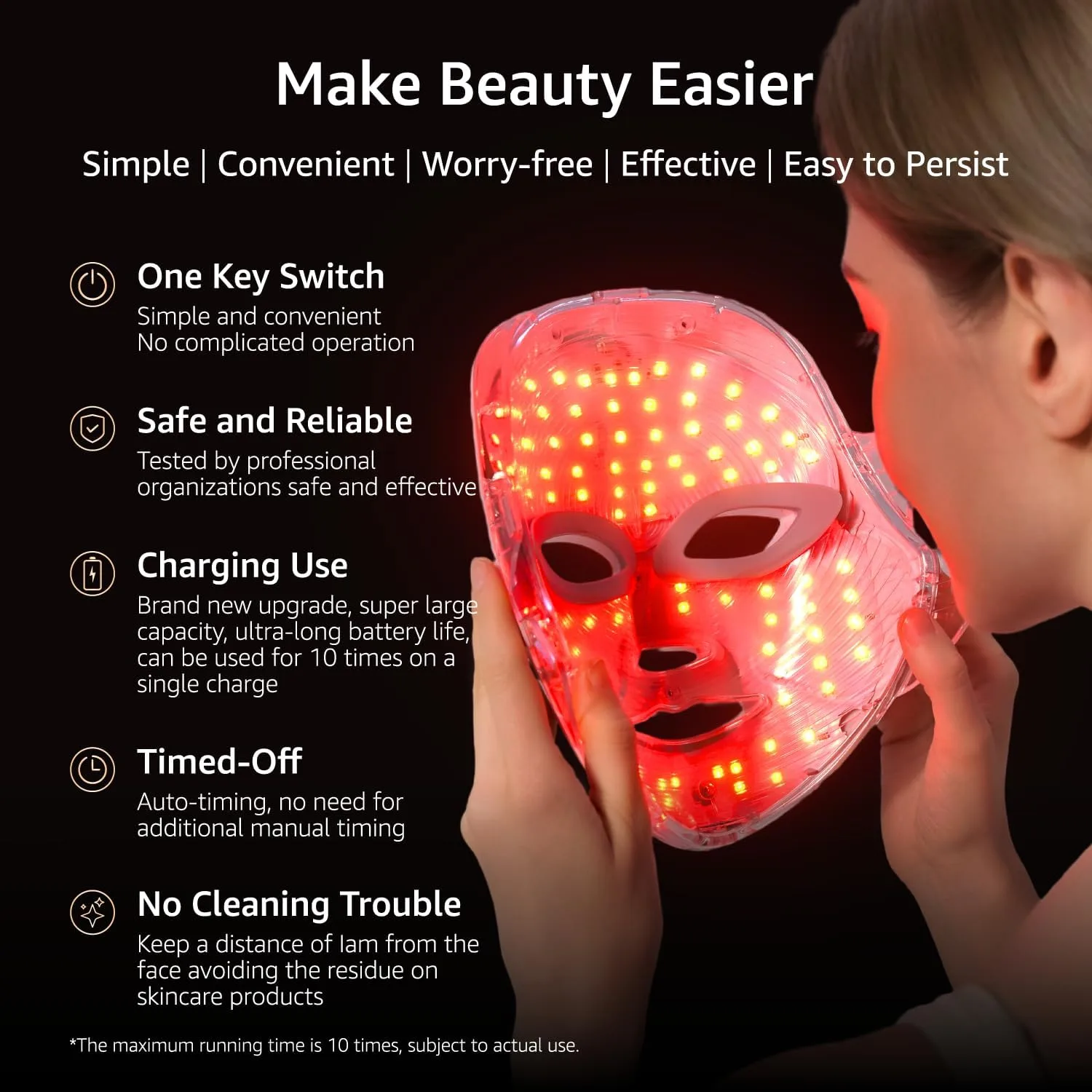 Red Light Therapy Mask for Face and Neck with 568 LEDs, Cordless & NIR