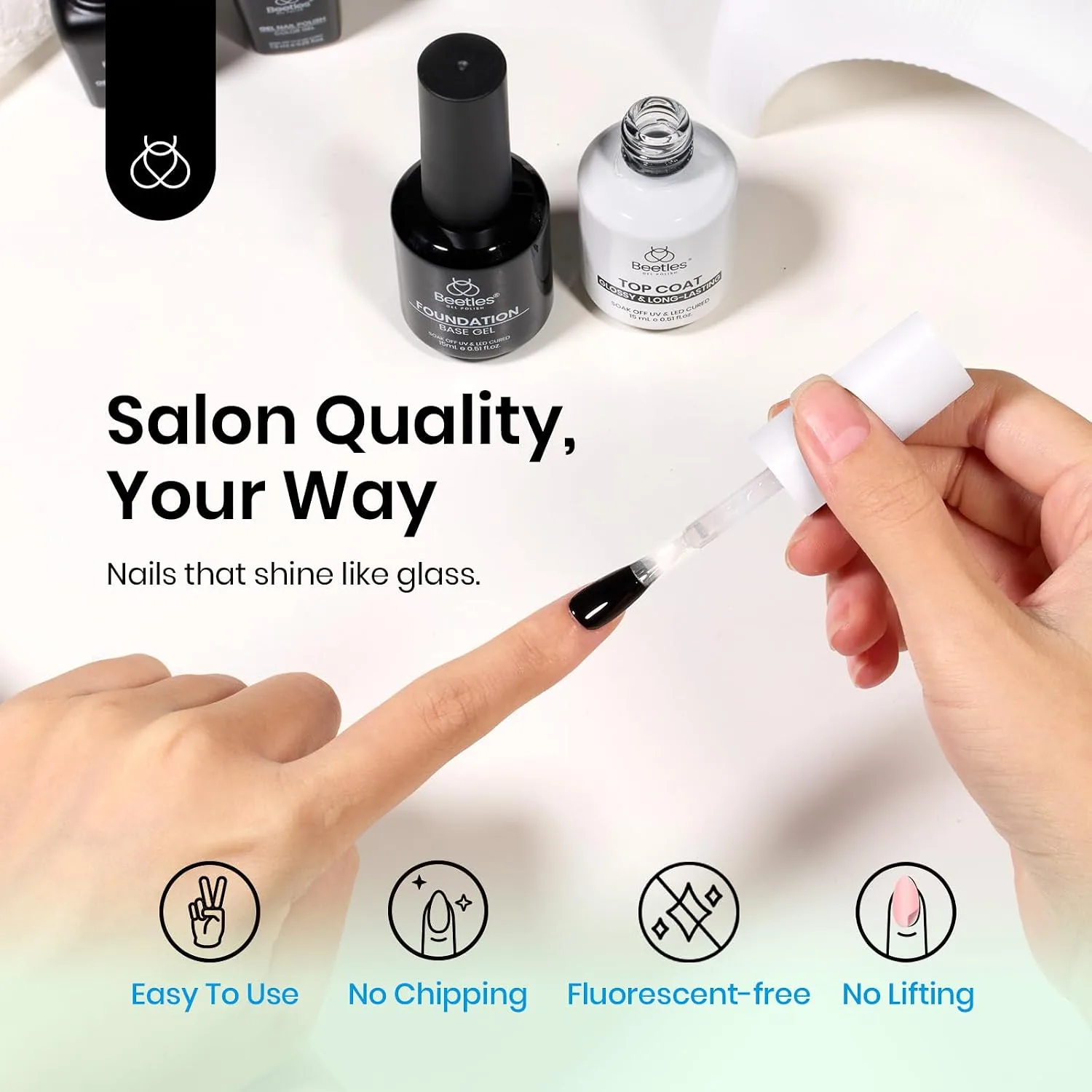 Beetles Gel Base and Top Coat 2Pcs 15 ml Upgrade Set