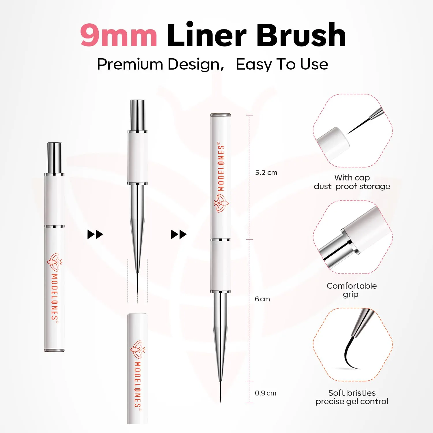 modelones Builder Nail Gel, Clear Builder with Detachable Liner Nail Brush