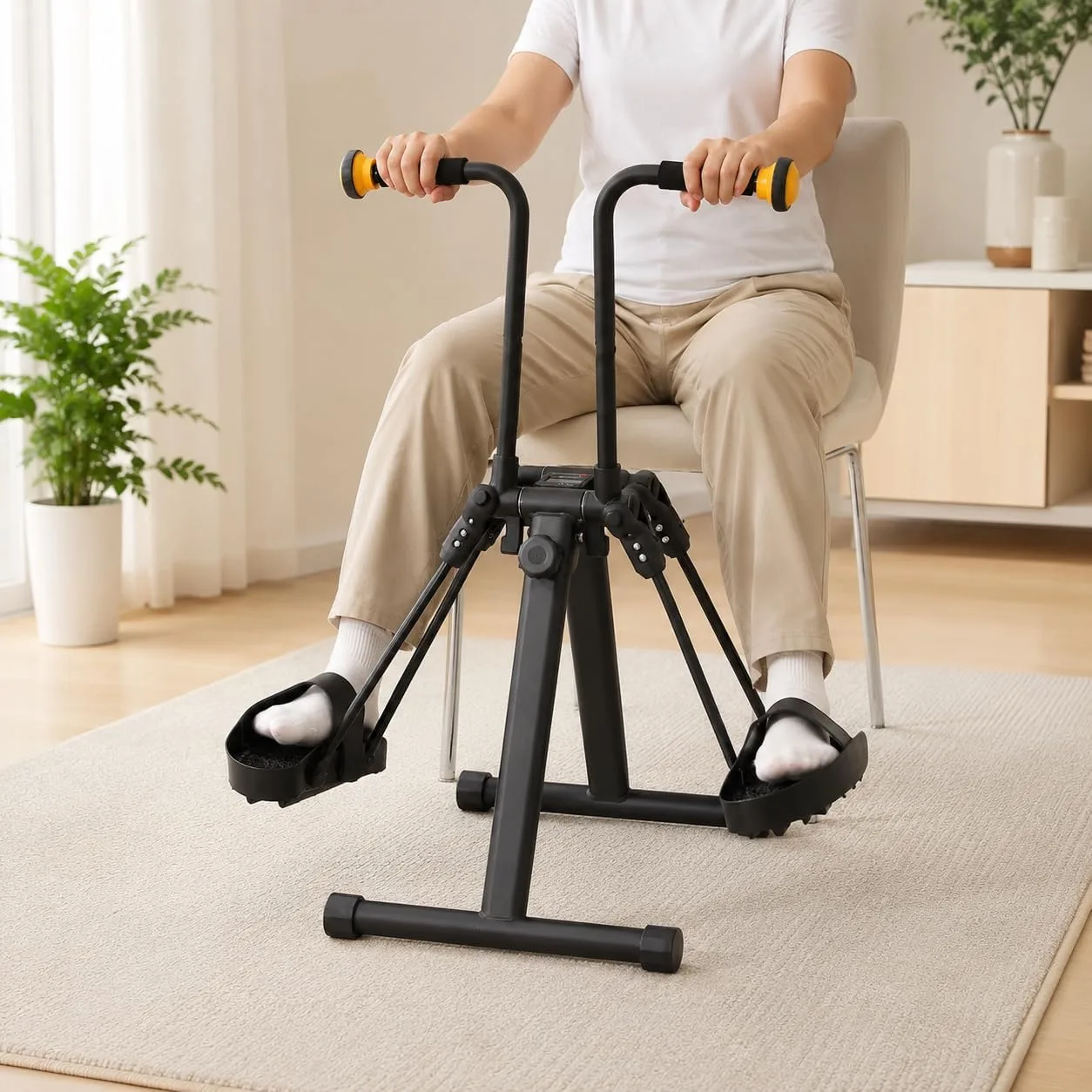 Pedal Exerciser Bike for Seniors, Seated Arm and Leg Exercise Machine with LCD Display, Upper and Lower Limb Trainer for Home Sitting Workout