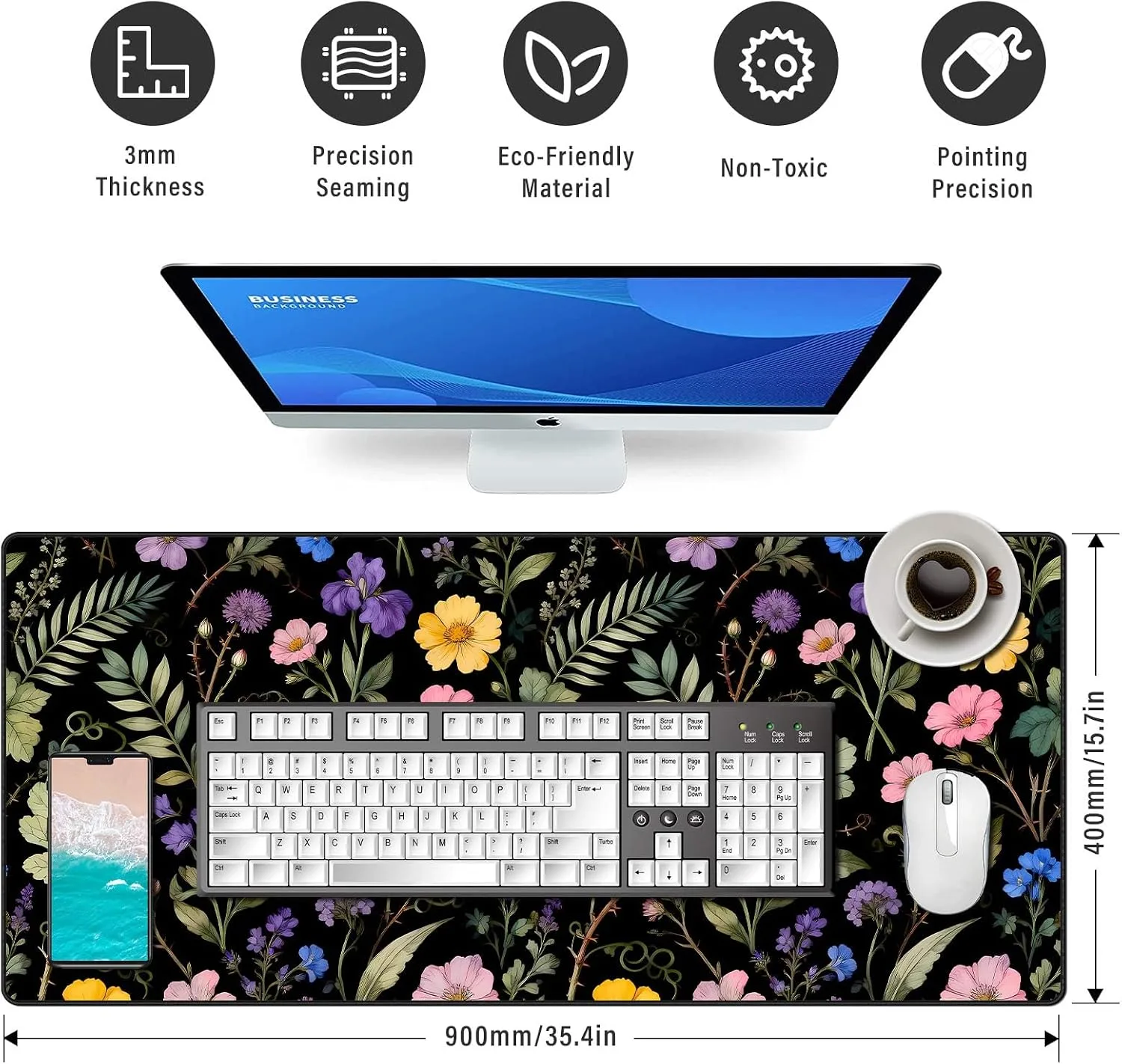 Large Computer Gaming Mouse Pad,XXL Gaming Desk Mat with Non-Slip Rubber Base, Stitched Edges | Keyboard and Mouse Pad for Office | Portable Desk Pad