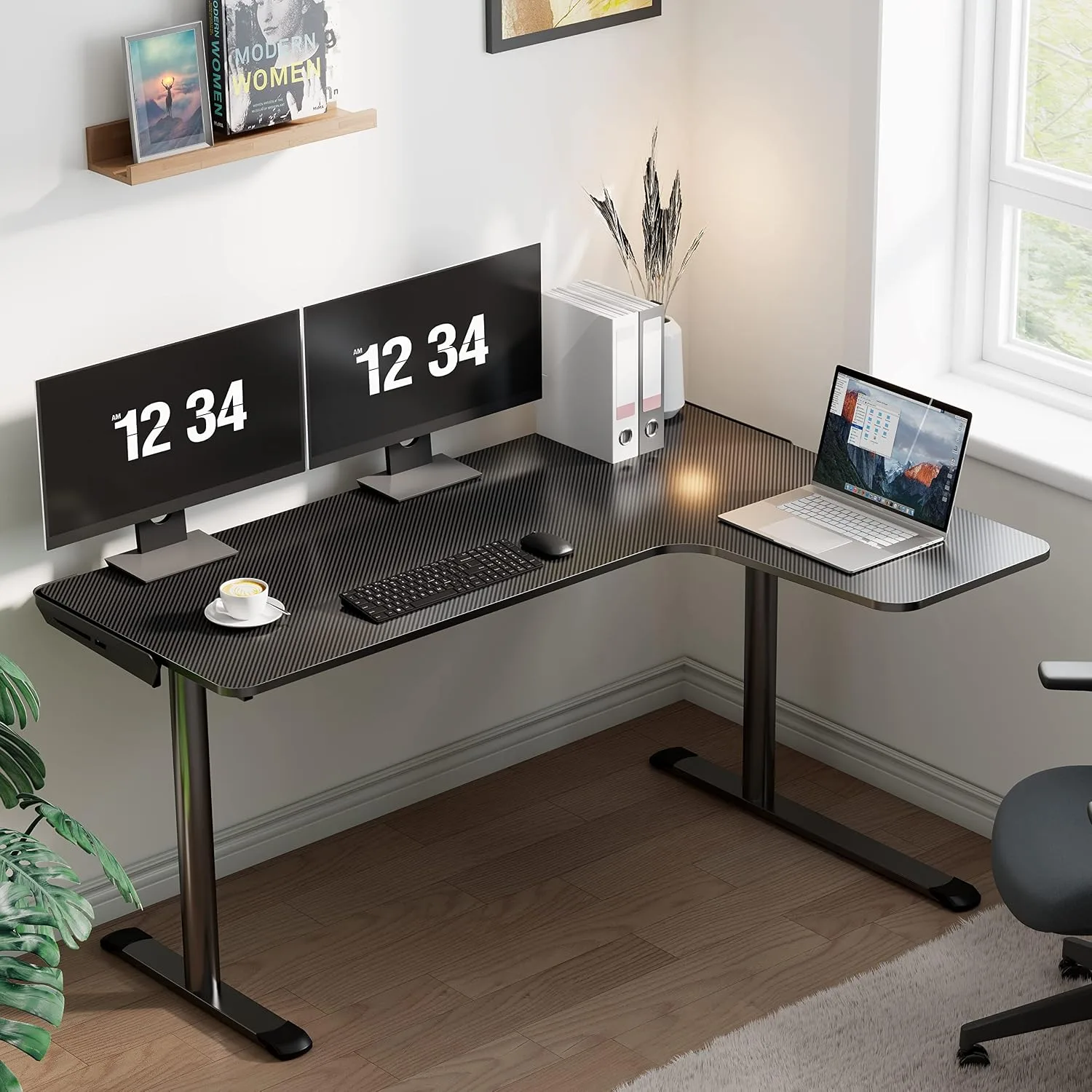 EUREKA ERGONOMIC Gaming Desk, 60 Inch L-Shaped Computer Desk, Right, Black