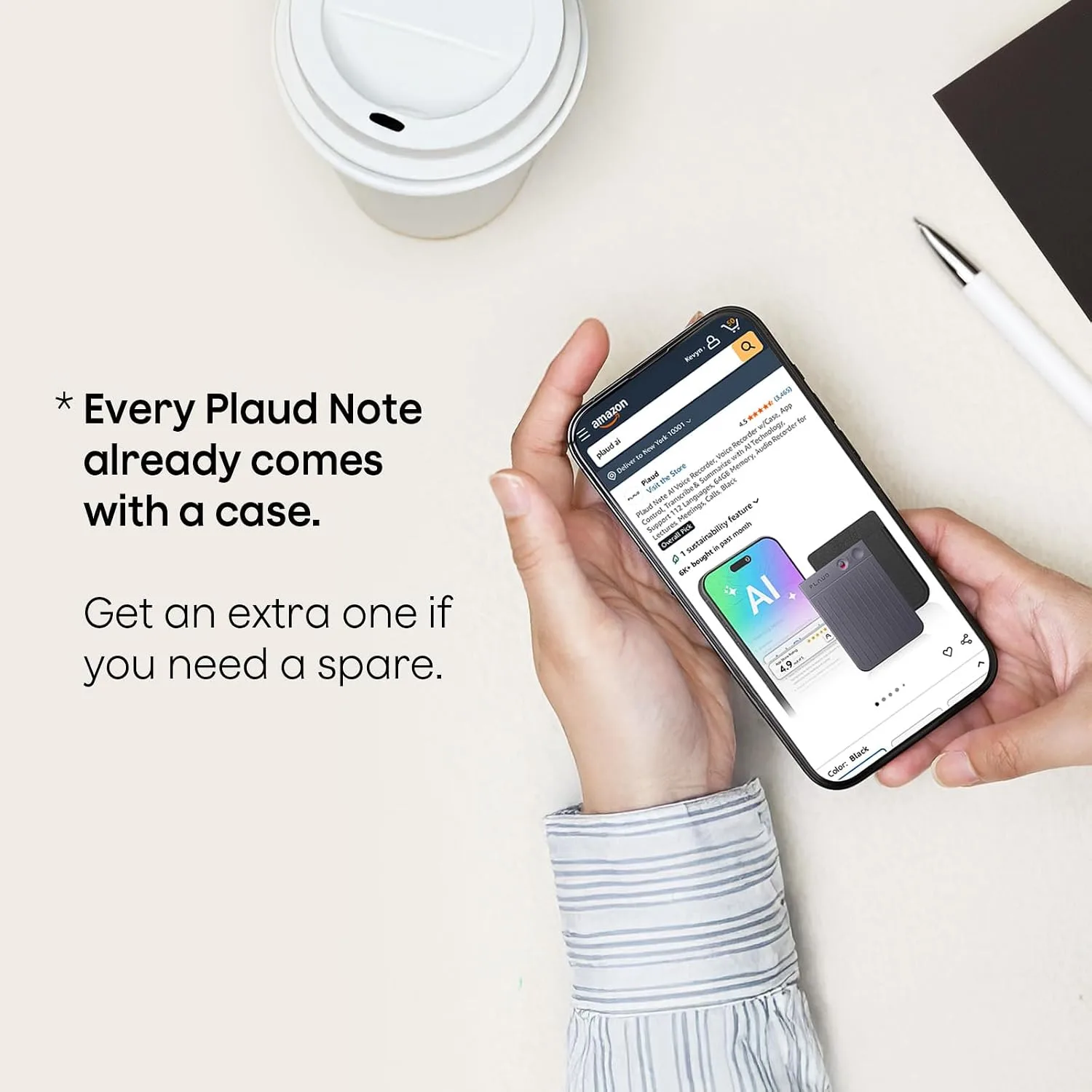 Replacement (Not for Note Pro) Magnetic Carrying Leather Case for Plaud Note AI Voice Recorder – Thin Phone Wallet Attachment, Compatible with All Phone (Original Equipment Included)