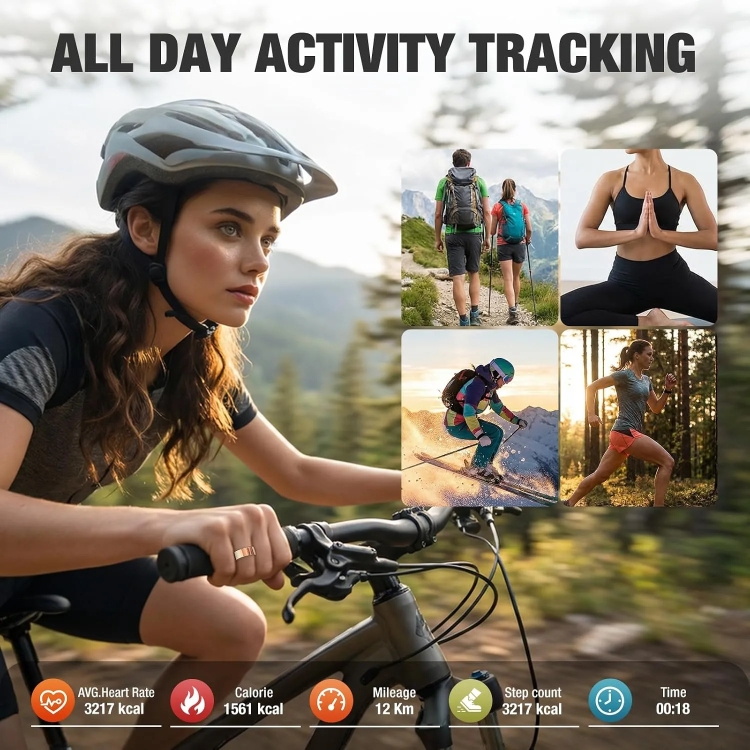 Smart Ring with Heart Rate, Blood Oxygen, Sleep Tracker, Step Tracker