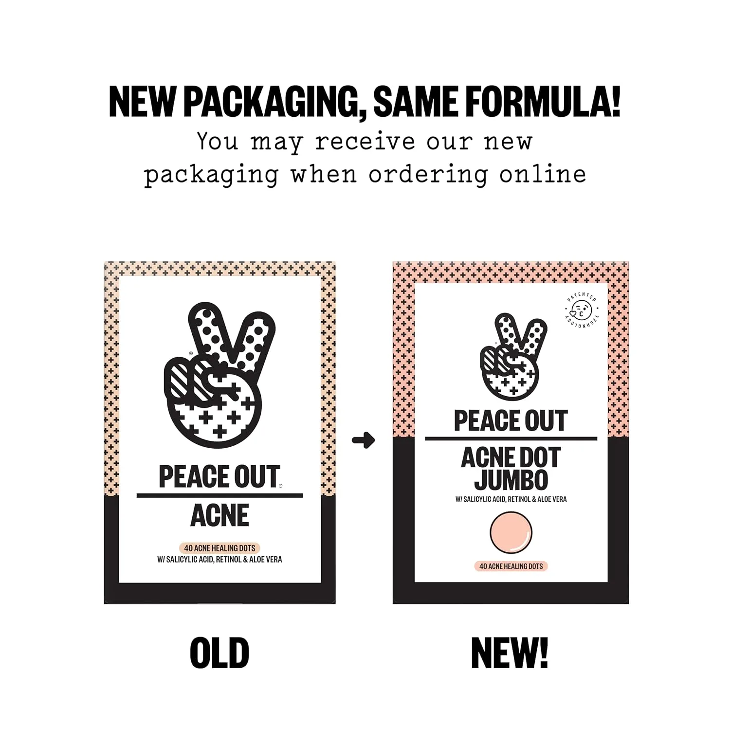 PEACE OUT Acne Healing Dots Medicated Hydrocolloid Pimple Patches (40 ct)