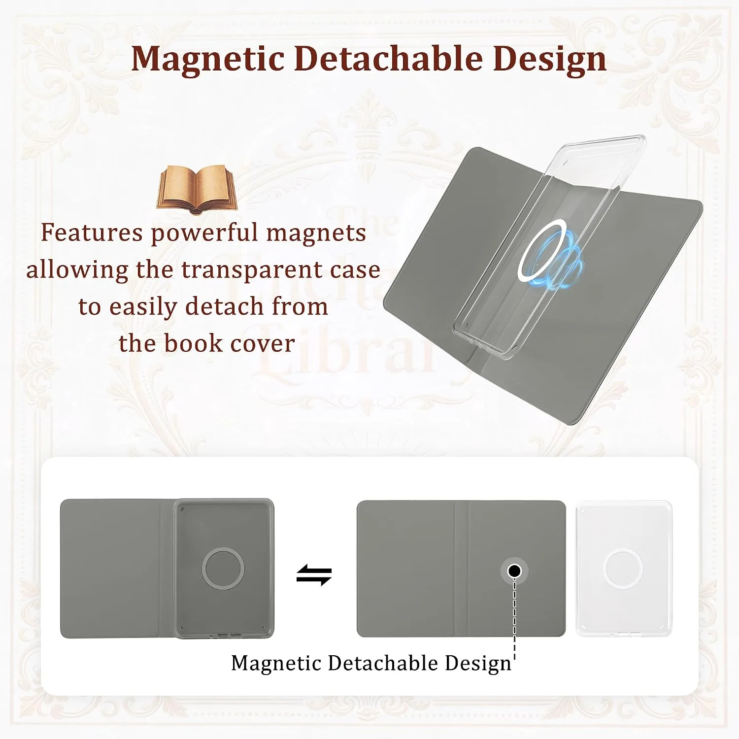 Magnetic Book Cover Case for 7'' Kindle Paperwhite & Colorsoft