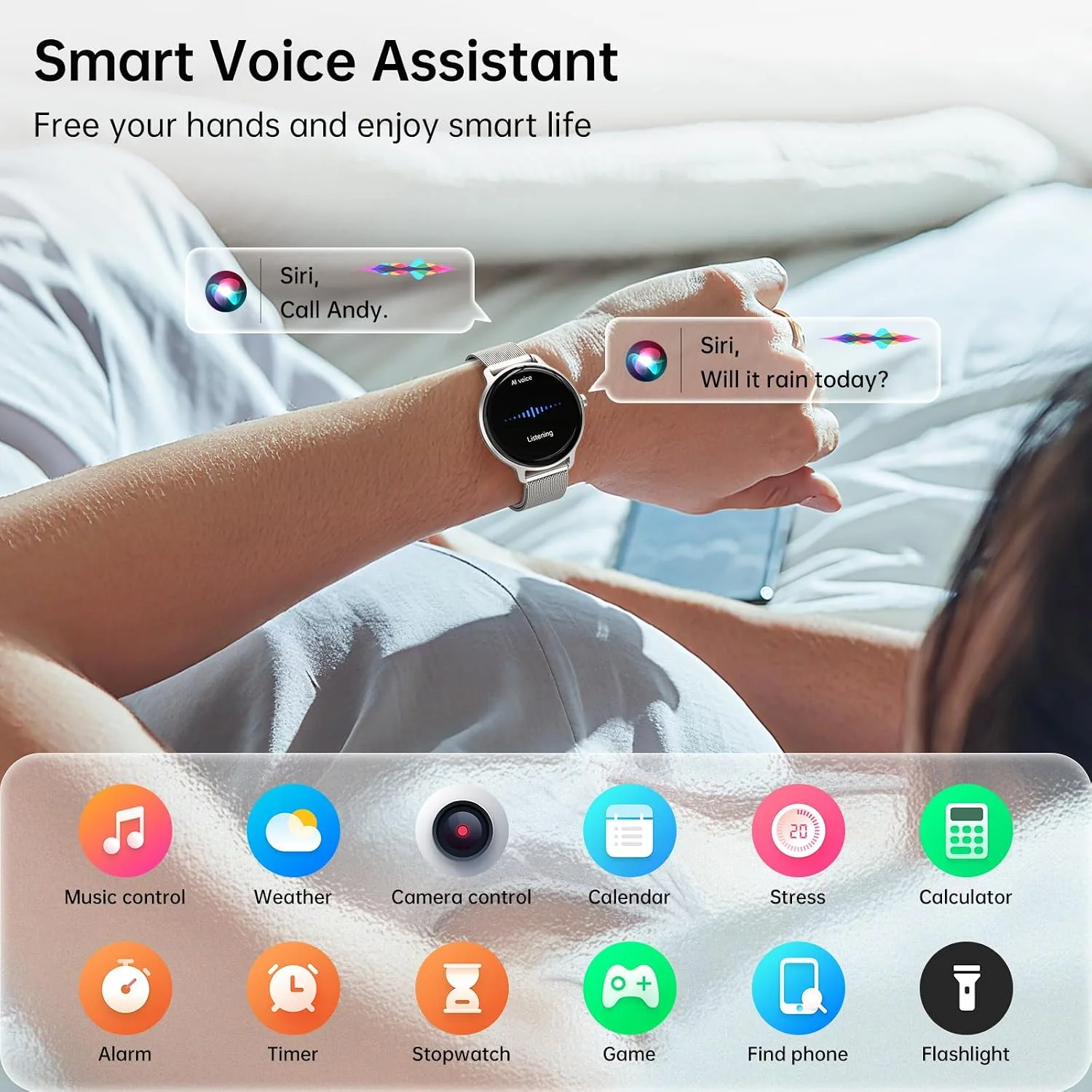 Smart Watch for Women, 1.27" HD AMOLED Smartwatch with Answer/Call for iPhone/Android/Samsung, Fitness Tracker with 120+ Sport Modes, Heart Rate/Sleep/Health Monitor, IP68 Waterproof