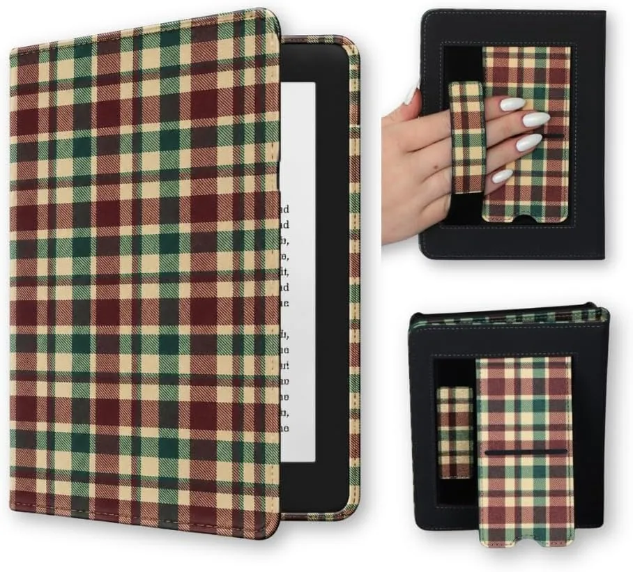 Lash Next Door Plaid Tidings Kindle 12th Gen & Colorsoft Case Strap & Stand