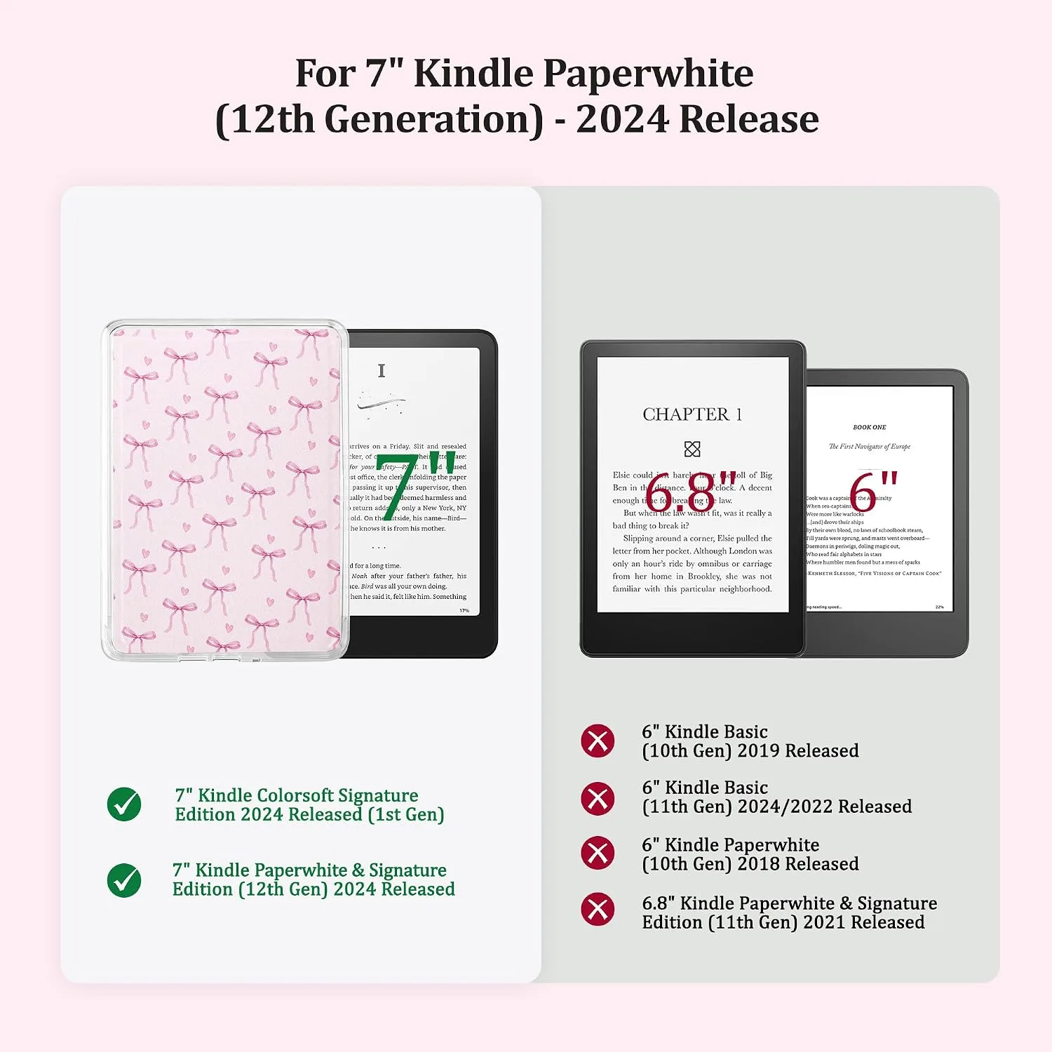 Back Panel Case for 7'' Kindle Paperwhite 12th Gen & Colorsoft