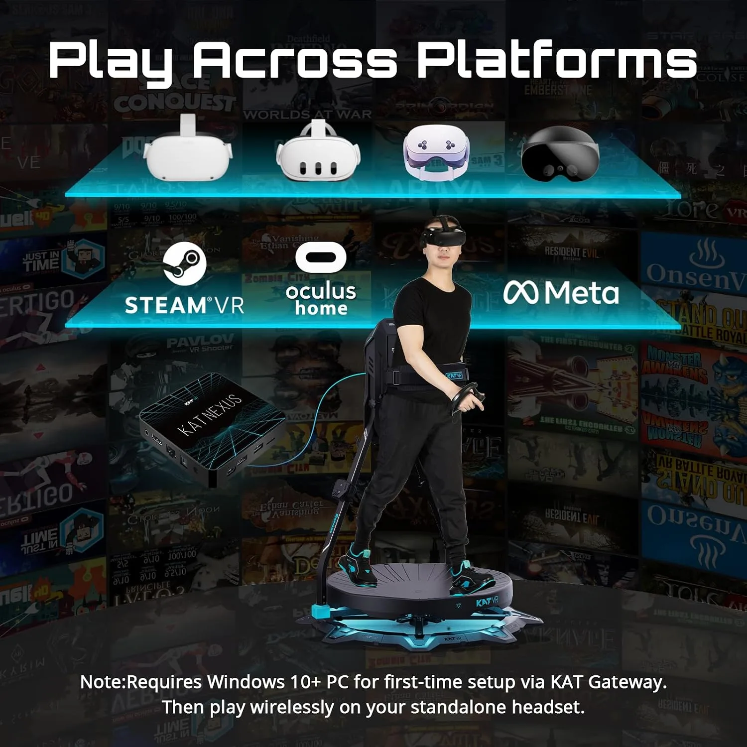 KAT Walk C2 VR Series | 360° Omnidirectional Walking Pad & Accessories for Immersive VR Gaming & Fitness | Compatible with SteamVR, Quest, Oculus | Plus E | US Size 10
