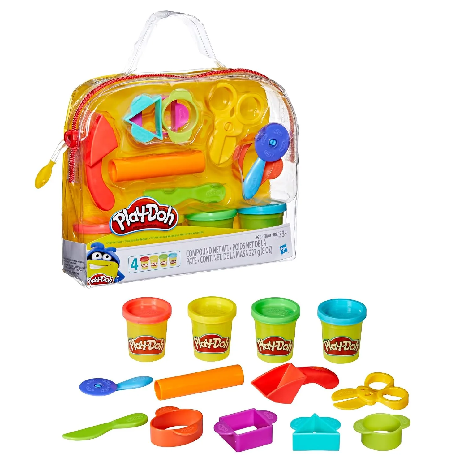 Play-Doh Starter Set 9-Piece Kit with Storage Tote & 4 Modeling Compound Cans, Ages 3+, Presentation May Vary