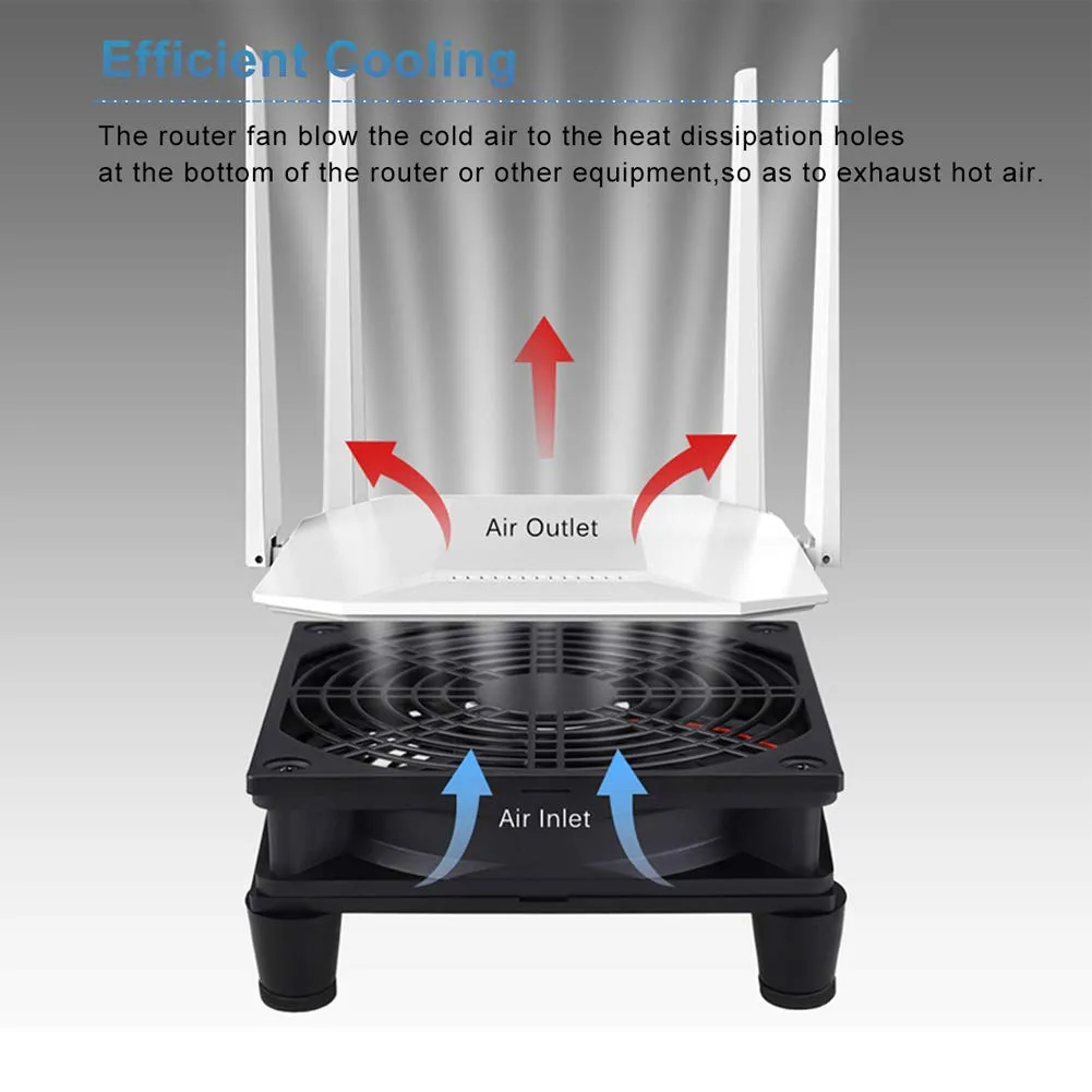 GDSTIME 120mm Router Fan Cooler, L/M/H 3 Speed Controller DC 5V USB Powered
