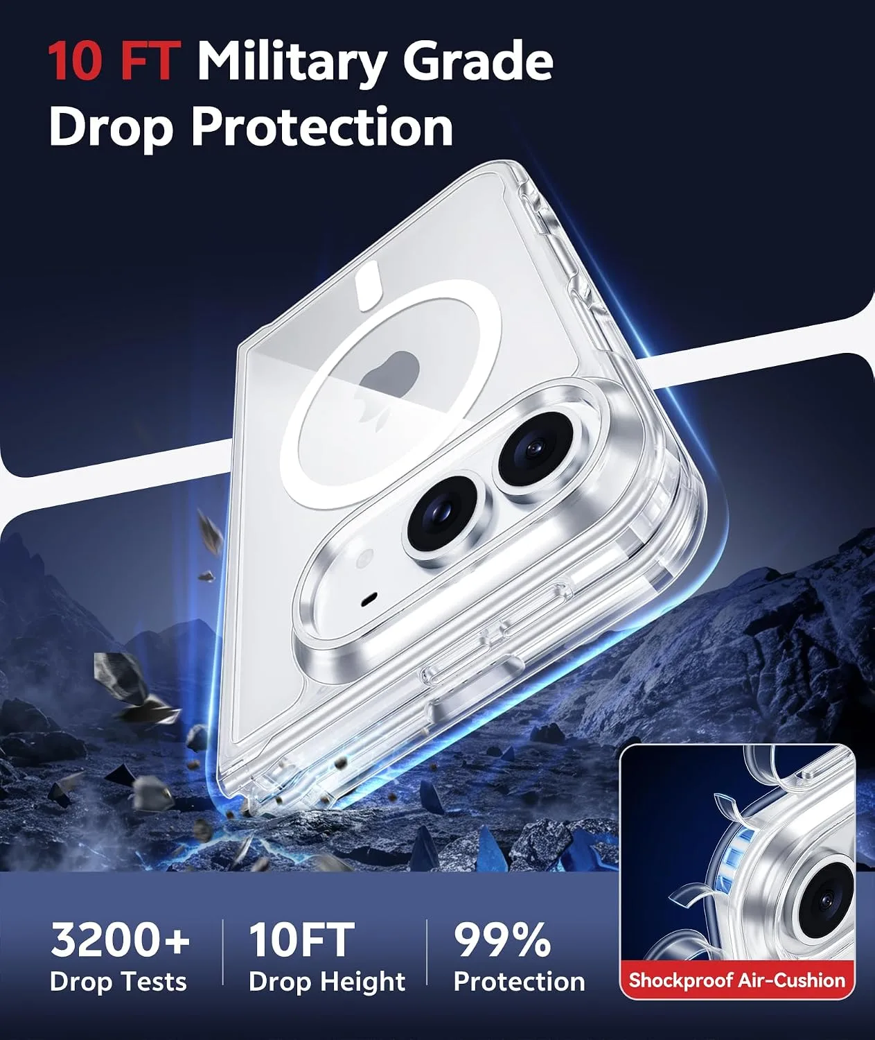 FNTCASE for iPhone Duo Case Clear Compatible with Magsafe