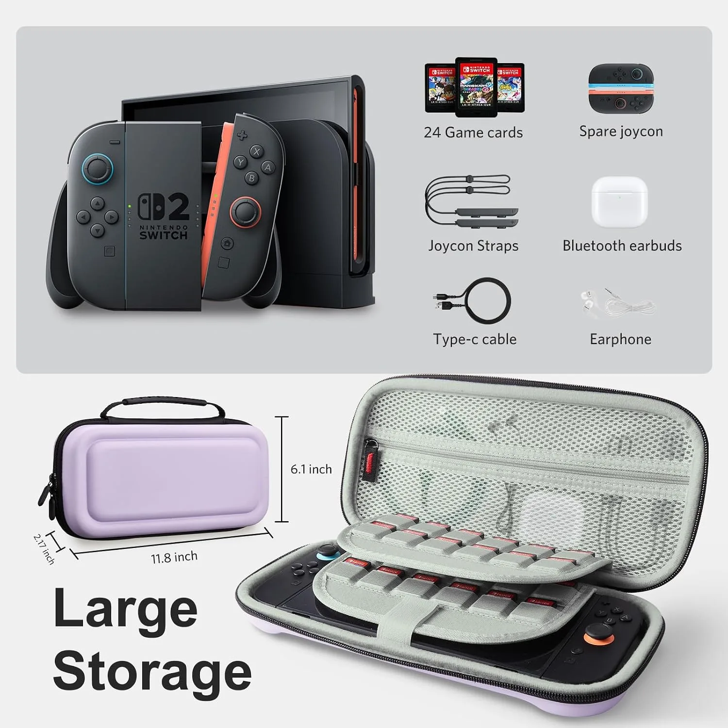 CoBak Large Capacity Carrying Case for Nintendo Switch 2 (2025)