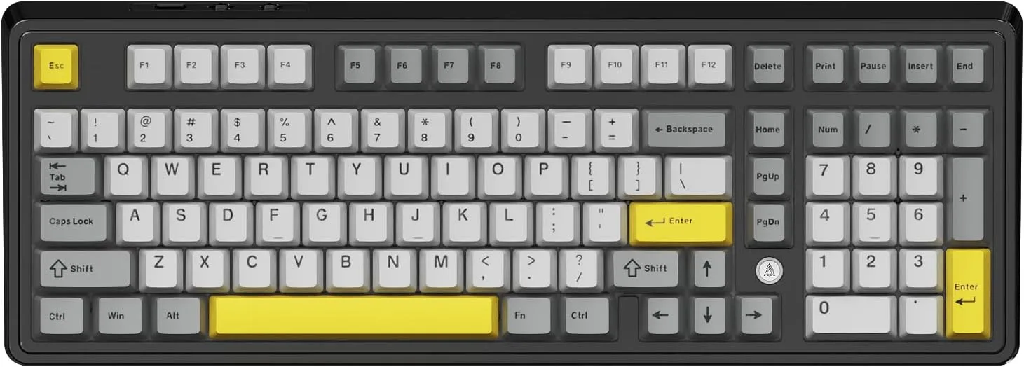 Teclado Gamer Nacodex Ajazz AK980 V2 Gris Amarillo Inalámbrico Mecánico