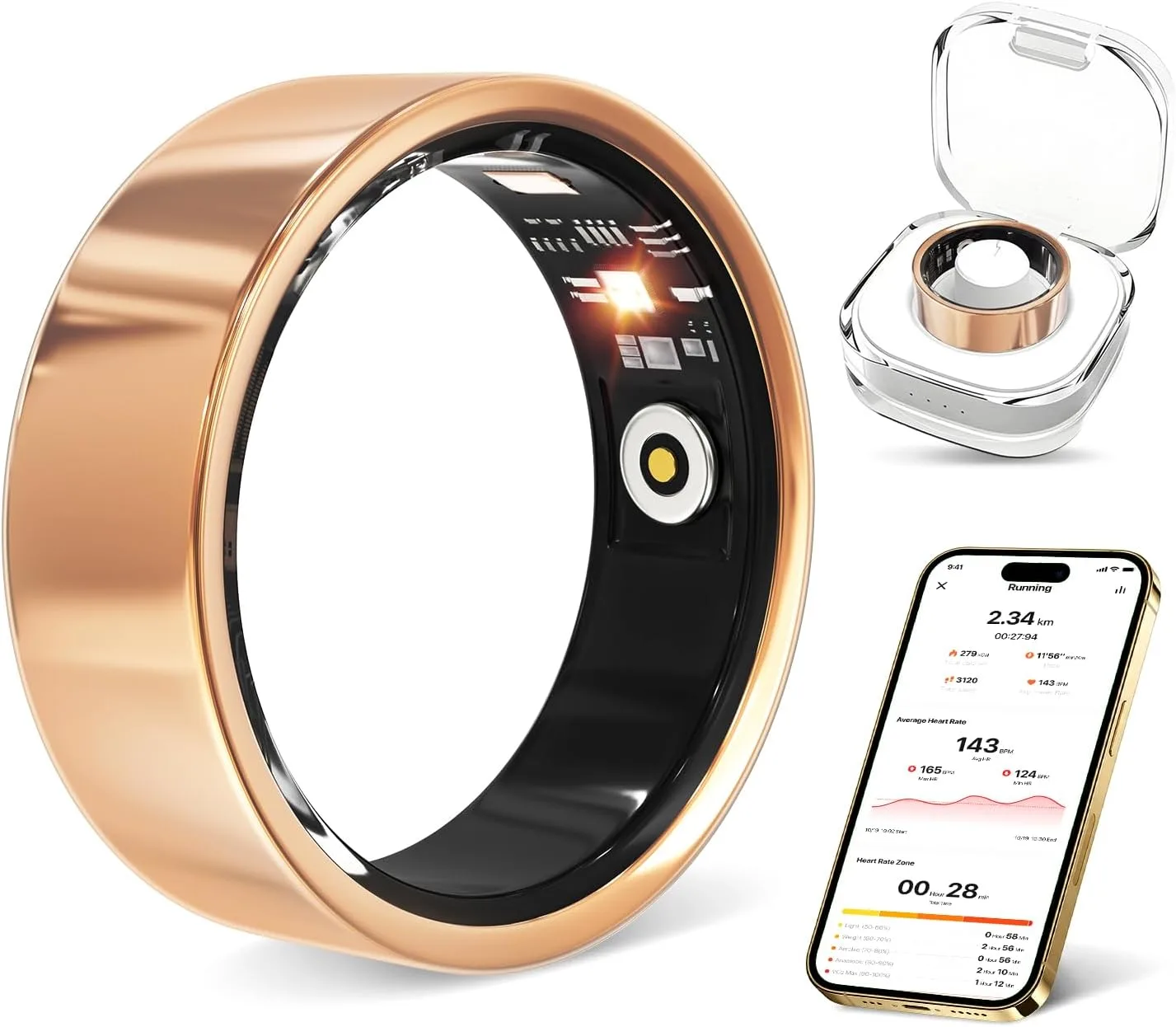 Smart Ring with Heart Rate, Blood Oxygen, Sleep Tracker, Step Tracker