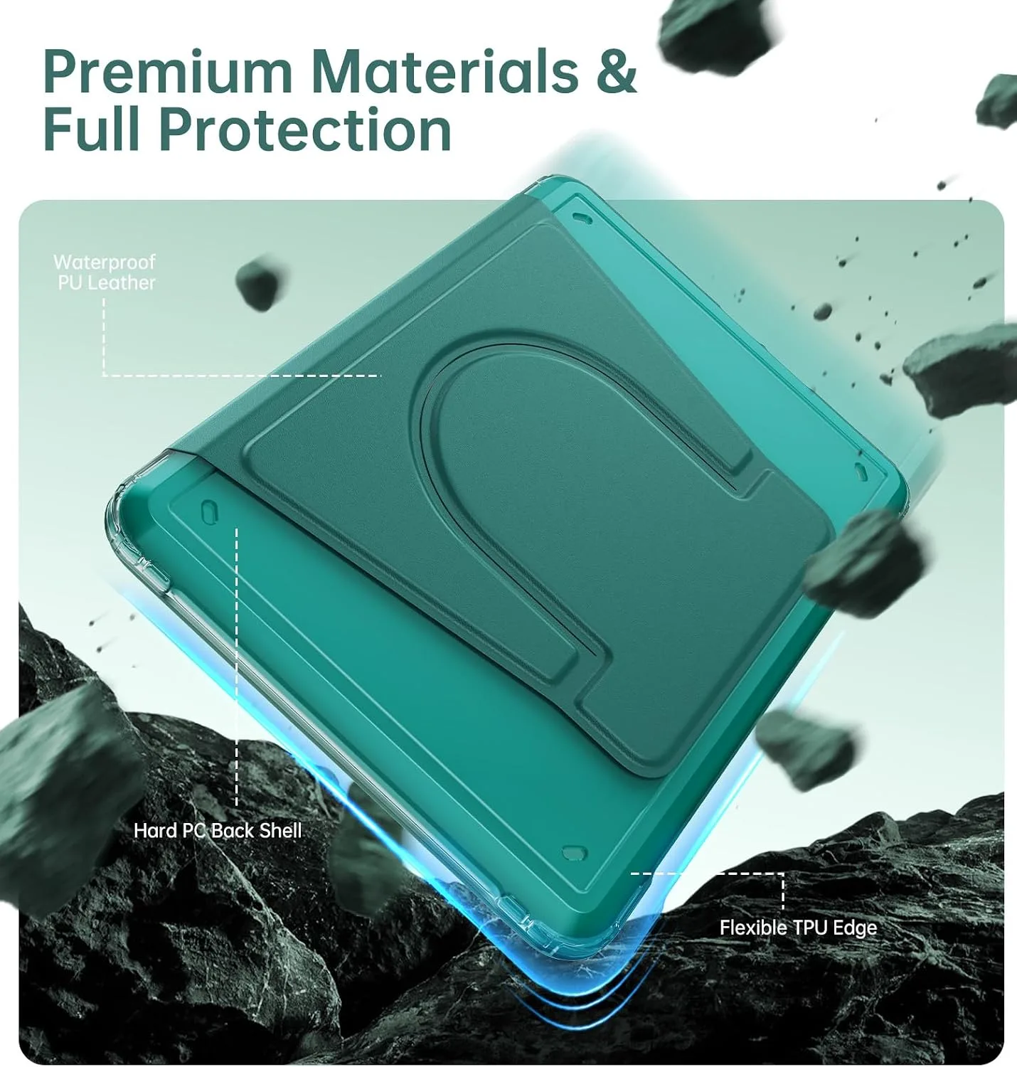 MoKo Rotating Case for 7" Kindle Paperwhite 12th Gen/Colorsoft, Jade Green