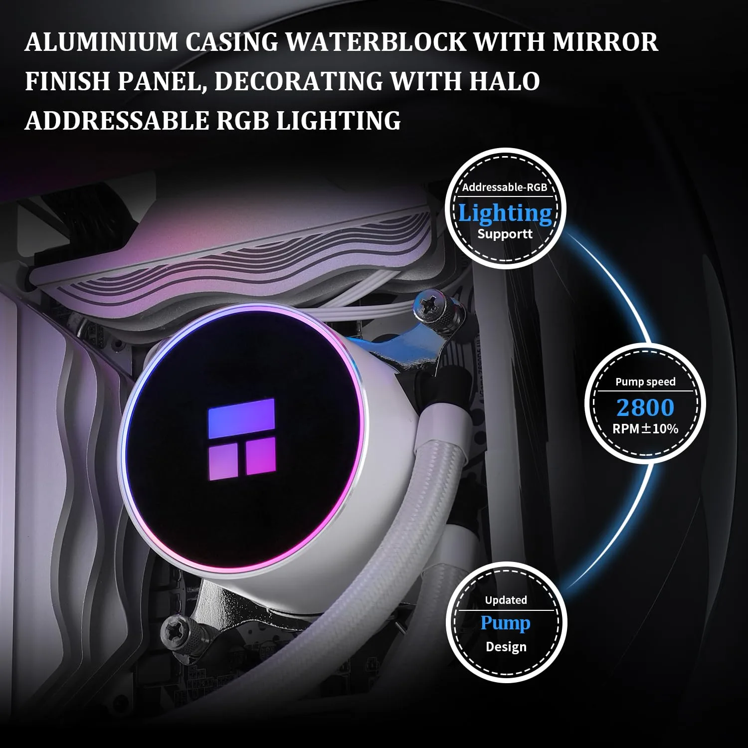 Thermalrlght FW 360 Ultra ARGB White CPU Water Cooler,3 PWM Fans Water Cooling System,IPS LCD Screen with 480x480 Resolution,for AM4/AM5&Intel LGA1700,CPU Liquid Cooler,2.44-inch Display