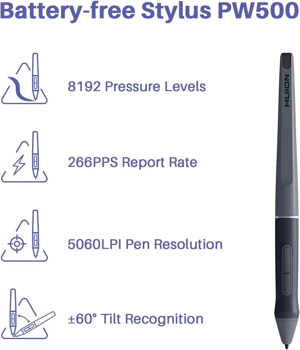 HUION HS611 Drawing Tablet 8192 Pressure Graphics Tablet with 10 HotKeys