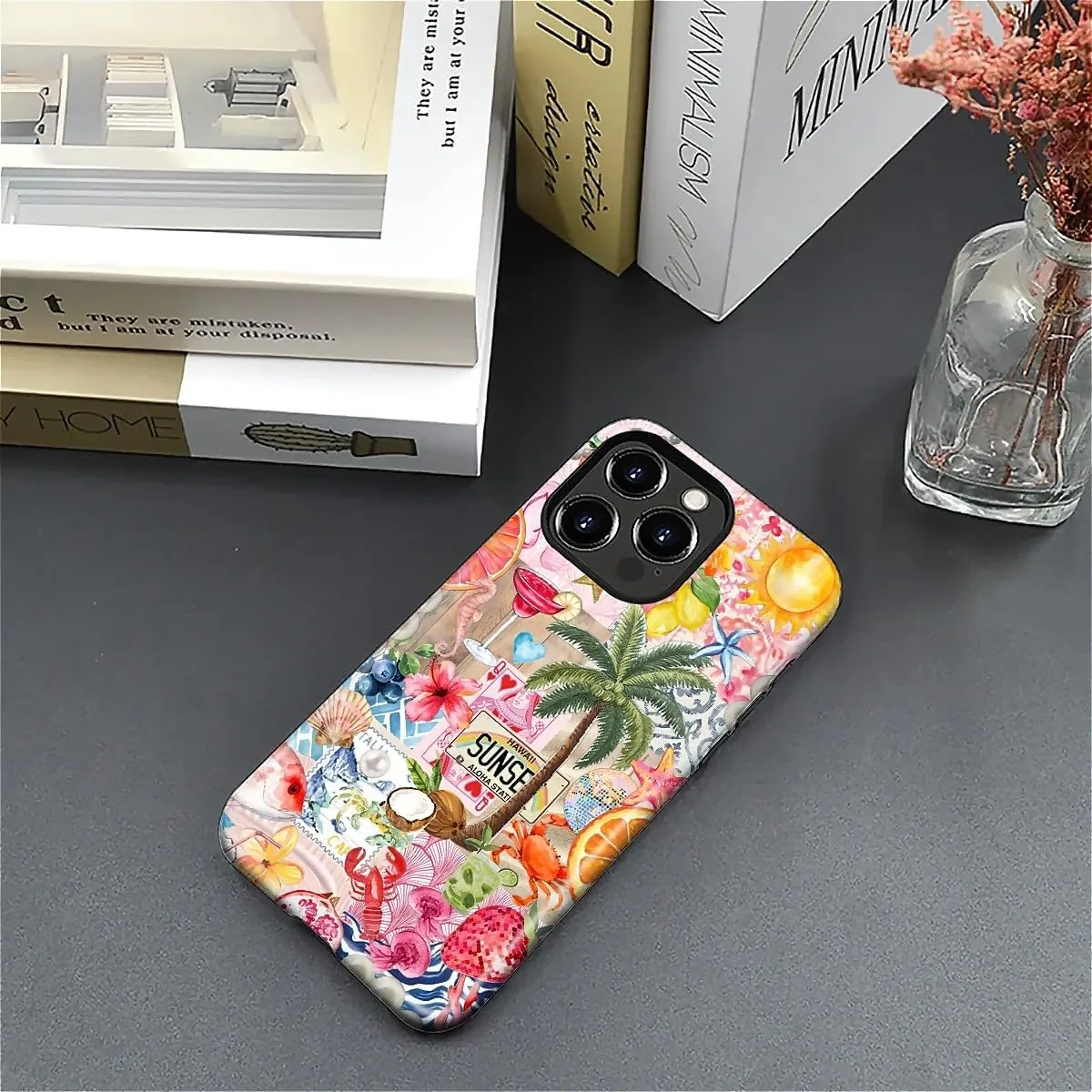 DAIZAG Case for iPhone 16 Pro,Mixed 2 Layer Design Shockproof Soft TPU Ddouble Protection Phone Case for iPhone 16 Pro-Aesthetic Summer Beach
