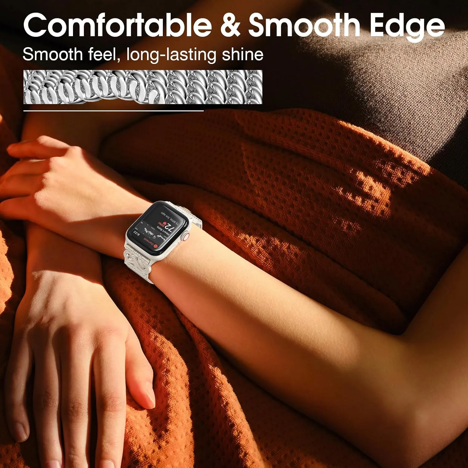 Mesh Sculpted Metal Detail Loop Compatible with Apple Watch Bands for Women